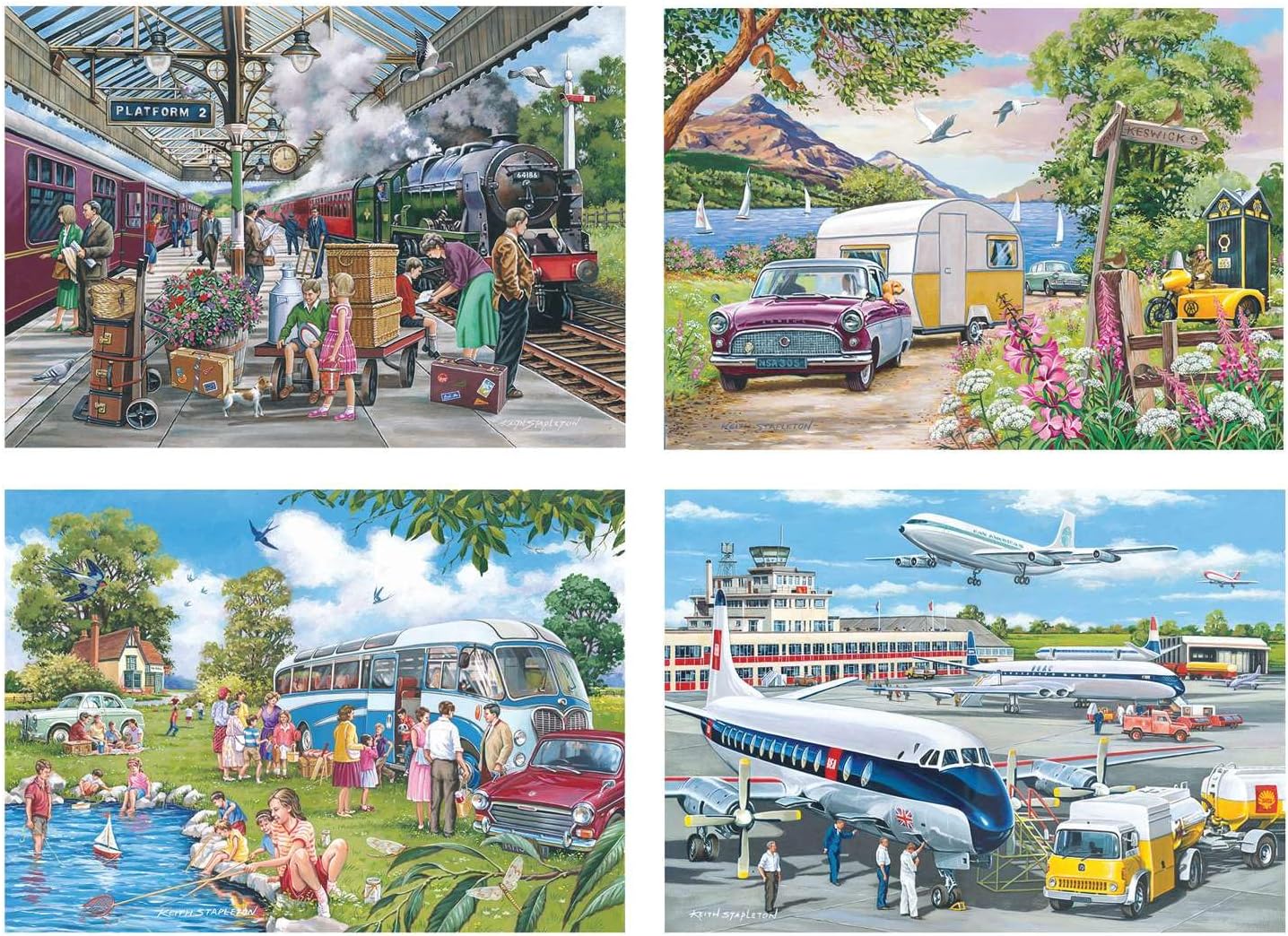The House of Puzzles | Going Places | 4x 500 Piece Jigsaw Puzzles | Transport Theme | 13 x 19 in | FSC Certified Board - Image 2