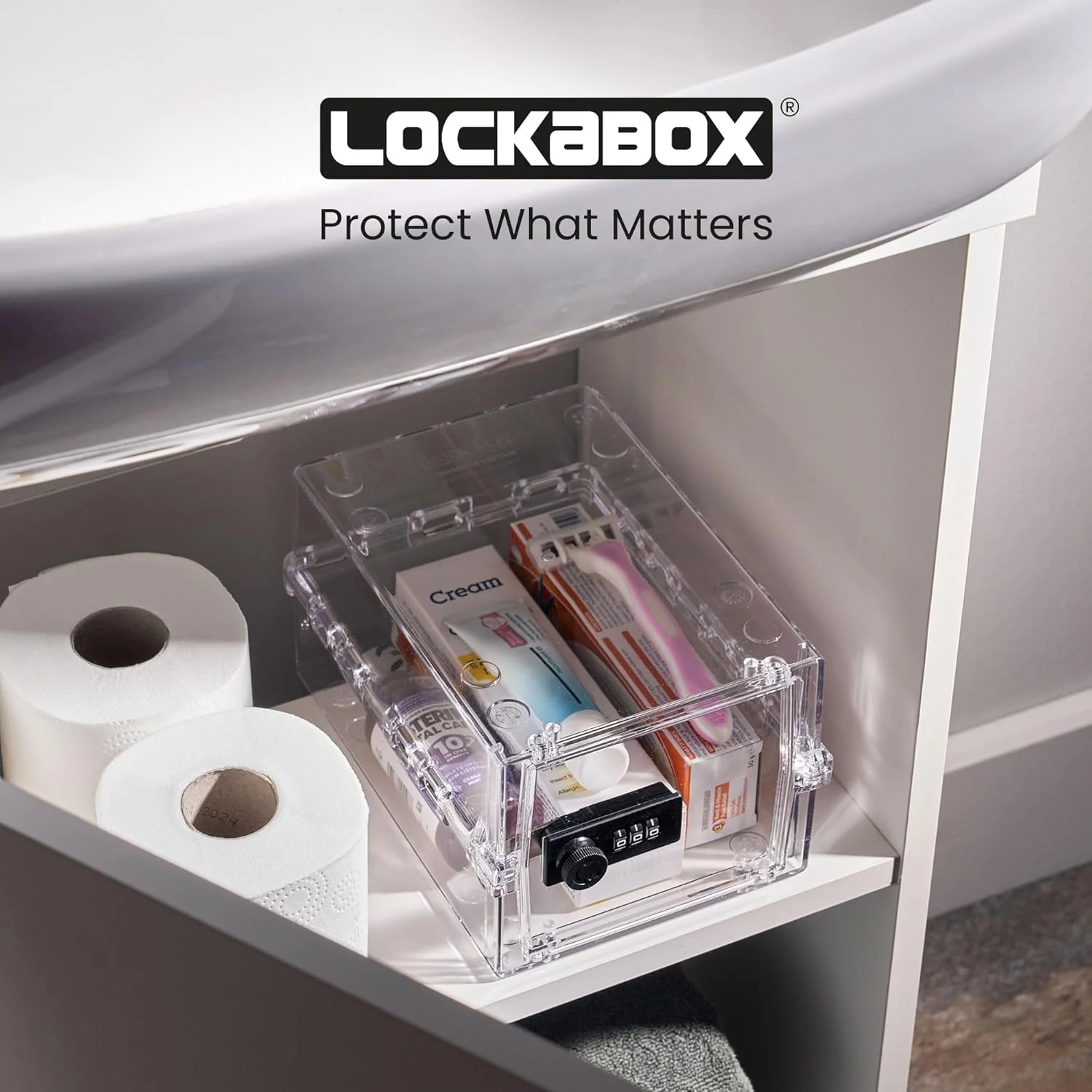 Lockabox Mini™ | Small Lockable Box with Combination Lock (3L) | Compact Storage Lock Box for Small Medicines, Snacks & Mobile Phones | External Size 22.3 x 15.4 x 12 cm (Crystal, Mini) - Image 4