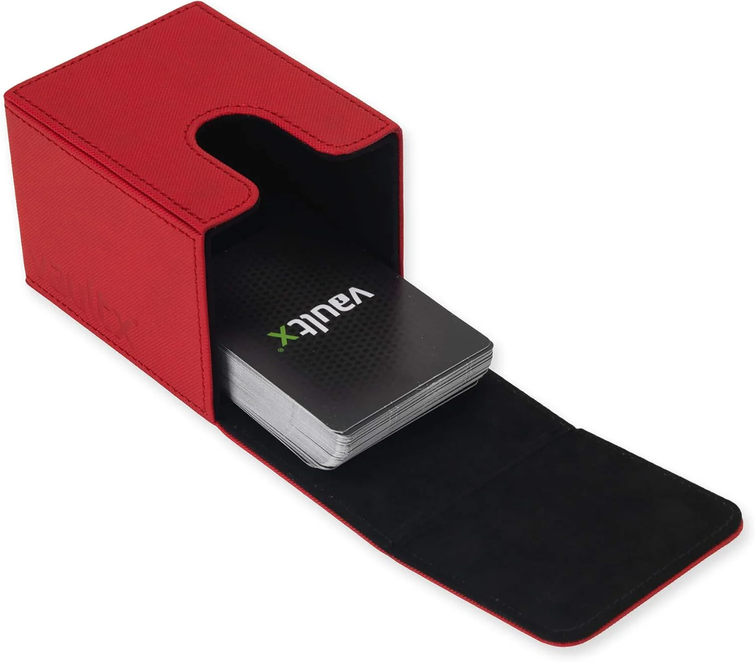 Vault X Trading Card Toploading Deck Box, 80+ sleeved cards, Premium Exo-Tec Material, Card Holder Storage Box, Magnetic Lid, for MTG Commander, TCG (Red - Image 2