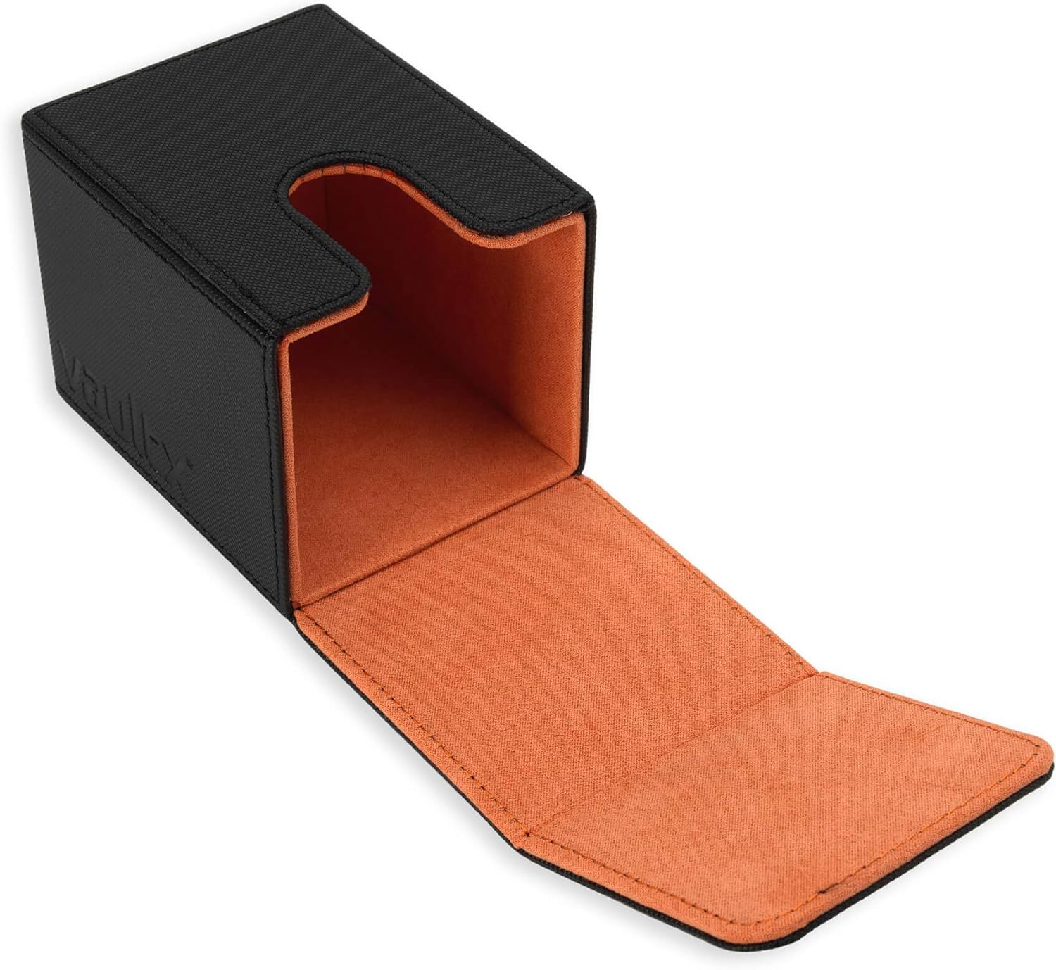 Vault X Trading Card Deck Box, 80+ sleeved cards, Premium Exo-Tec Material, Toploading Card Holder Storage Box, Magnetic Lid, for MTG Commander, TCG (Black/Orange - Image 3