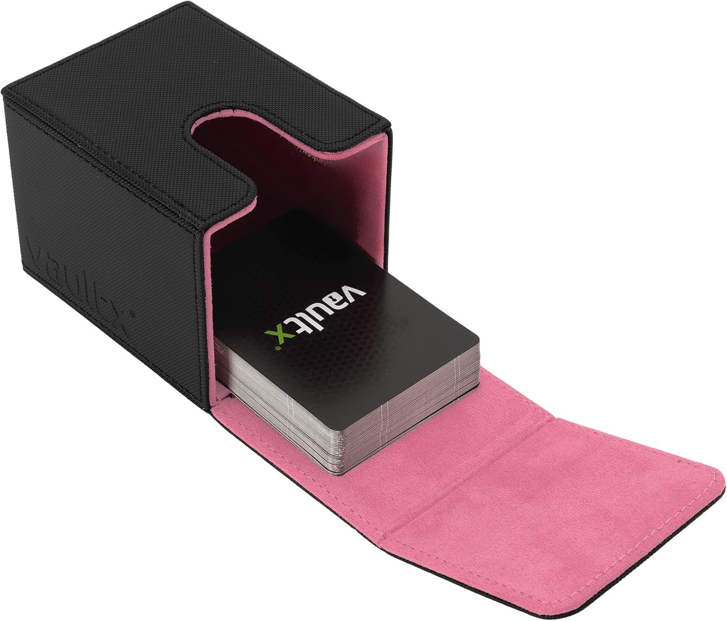 Vault X Trading Card Deck Box, 80+ sleeved cards, Premium Exo-Tec Material, Toploading Card Holder Storage Box, Magnetic Lid, for MTG Commander, TCG (Black/Pink - Image 2
