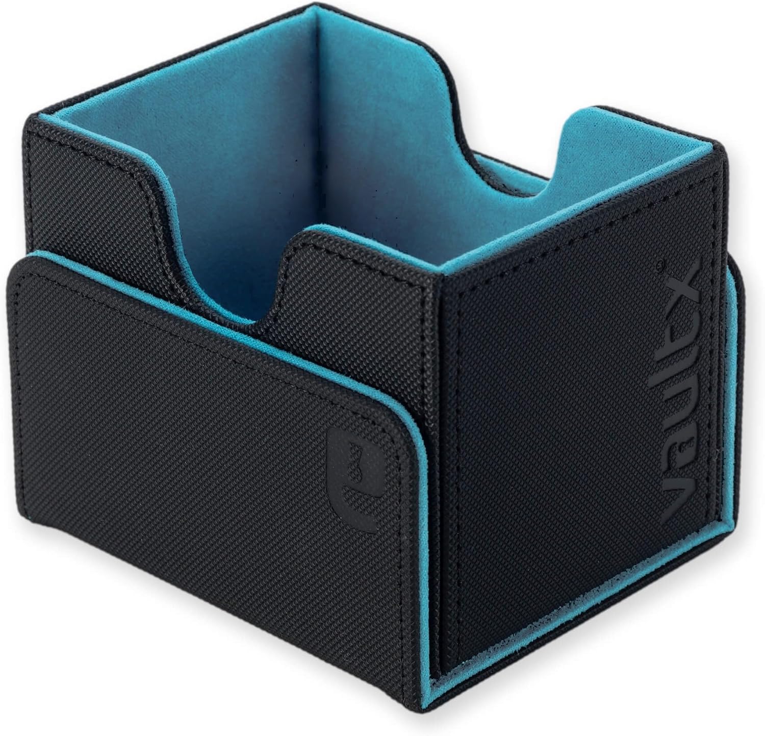 Vault X Trading Card Sideloading Deck Box, 100+ sleeved cards, Premium Exo-Tec Material, Card Holder Storage Box, Detachable Magnetic Lid, for MTG Commander Game, TCG (Black/Electric Blue - Image 2