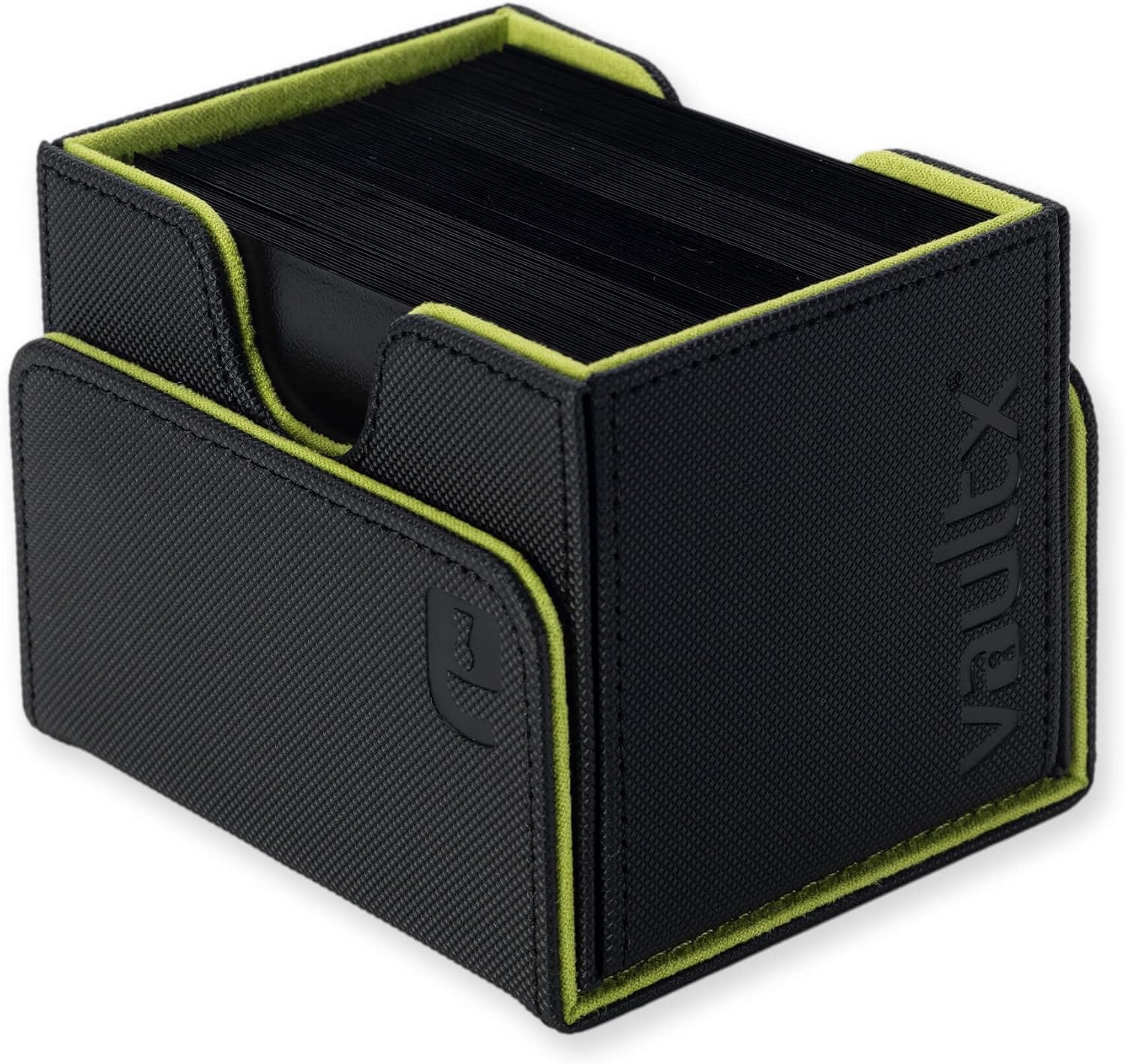 Vault X Trading Card Sideloading Deck Box, 100+ sleeved cards, Premium Exo-Tec Material, Card Holder Storage Box, Detachable Magnetic Lid, for MTG Commander Game, TCG (Black/Green - Image 2