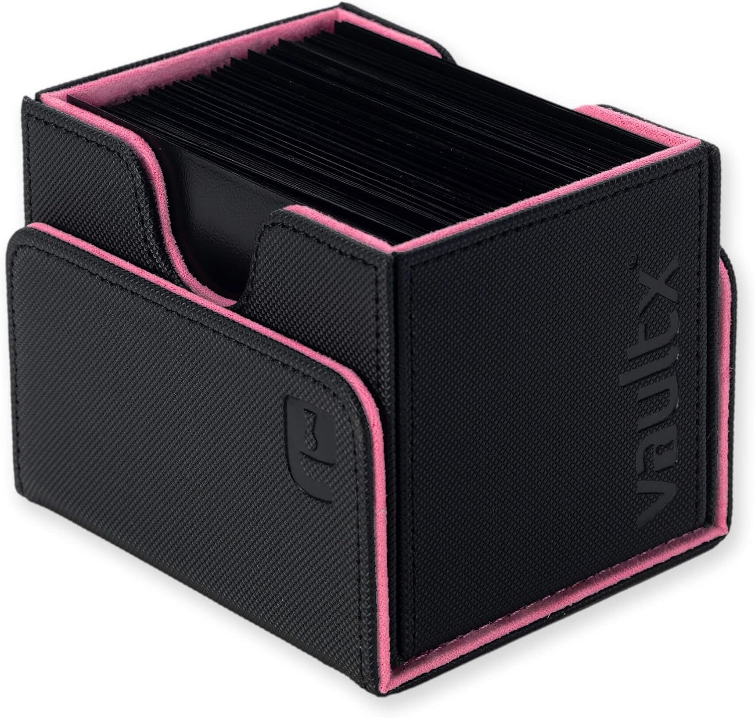 Vault X Trading Card Sideloading Deck Box, 100+ sleeved cards, Premium Exo-Tec Material, Card Holder Storage Box, Detachable Magnetic Lid, for MTG Commander Game, TCG (Black/Pink - Image 3