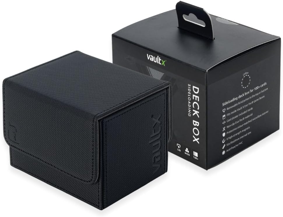 Vault X Trading Card Sideloading Deck Box, 100+ sleeved cards, Premium Exo-Tec Material, Card Holder Storage Box, Detachable Magnetic Lid, for MTG Commander Game, TCG (Black - Image 2