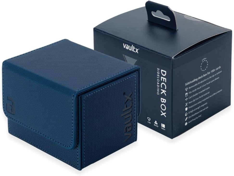 Vault X Trading Card Sideloading Deck Box, 100+ sleeved cards, Premium Exo-Tec Material, Card Holder Storage Box, Detachable Magnetic Lid, for MTG Commander Game, TCG (Blue - Image 4