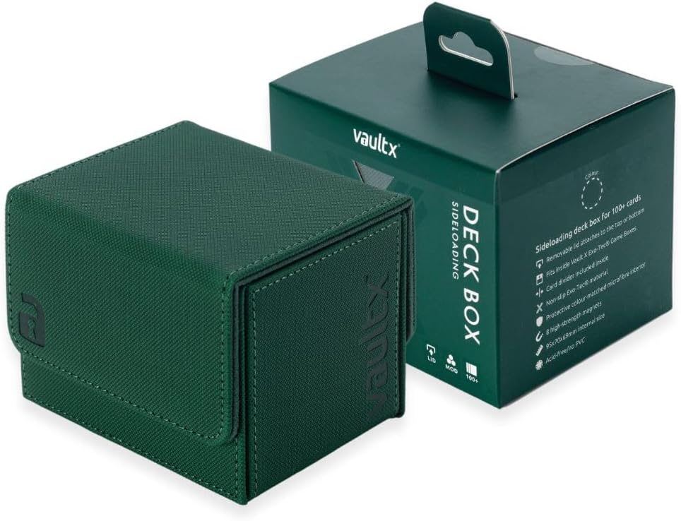 Vault X Trading Card Sideloading Deck Box, 100+ sleeved cards, Premium Exo-Tec Material, Card Holder Storage Box, Detachable Magnetic Lid, for MTG Commander Game, TCG (Green - Image 4