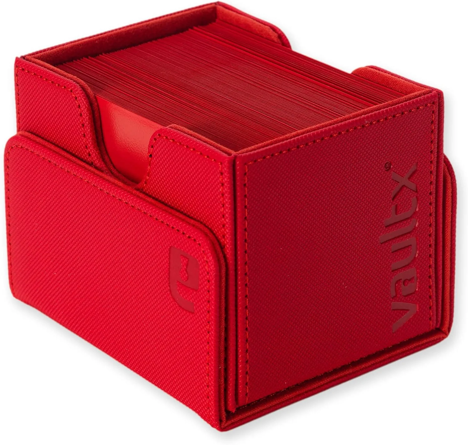 Vault X Trading Card Sideloading Deck Box, 100+ sleeved cards, Premium Exo-Tec Material, Card Holder Storage Box, Detachable Magnetic Lid, for MTG Commander Game, TCG (Red - Image 3