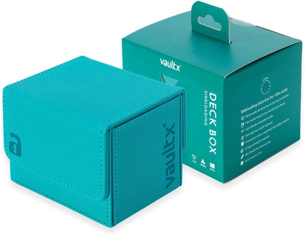 Vault X Trading Card Sideloading Deck Box, 100+ sleeved cards, Premium Exo-Tec Material, Card Holder Storage Box, Detachable Magnetic Lid, for MTG Commander Game, TCG (Teal - Image 2