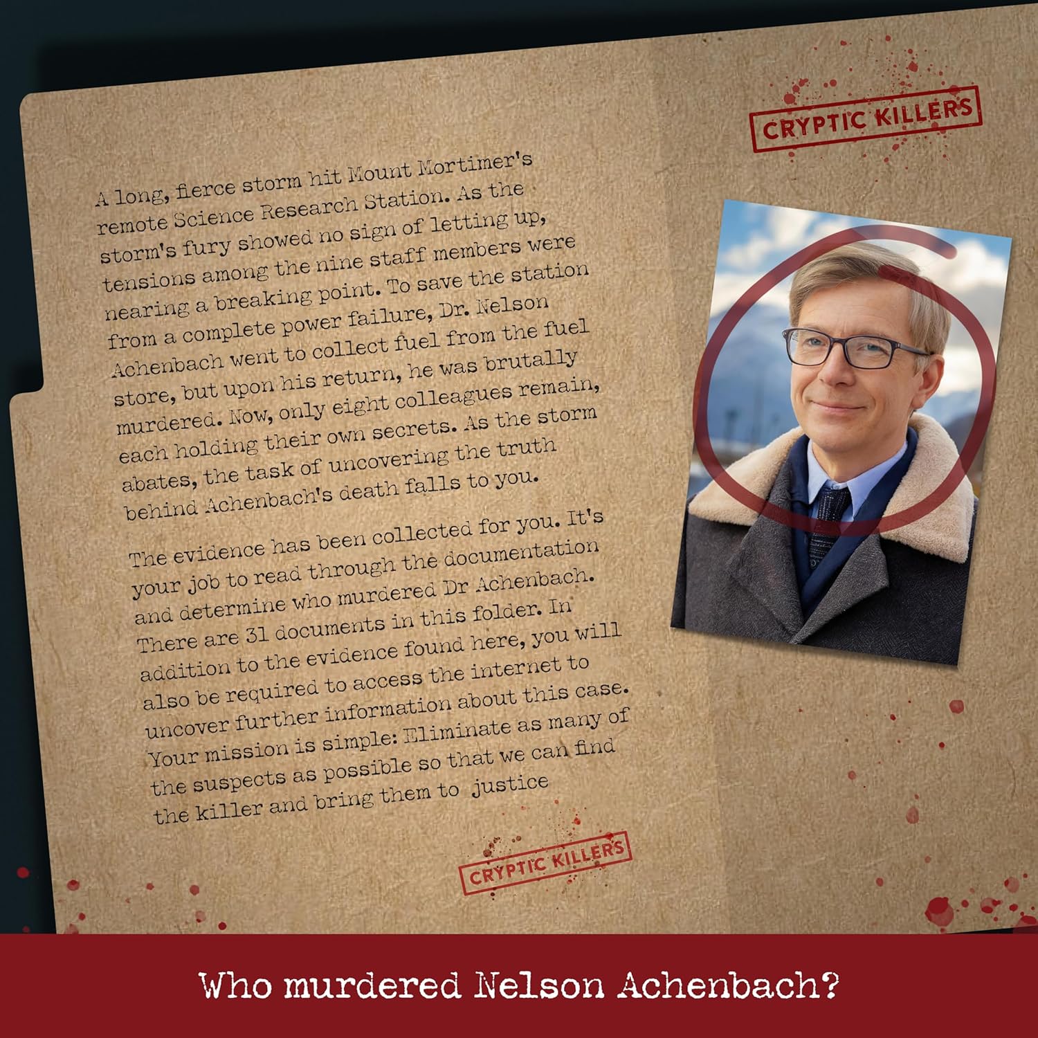 Cryptic Killers Unsolved Murder Mystery Game - Cold Case Files Investigation Detective Evidence & Crime File - Individuals, Date Nights & Party Games- Murder on Mount Mortimer - Image 3