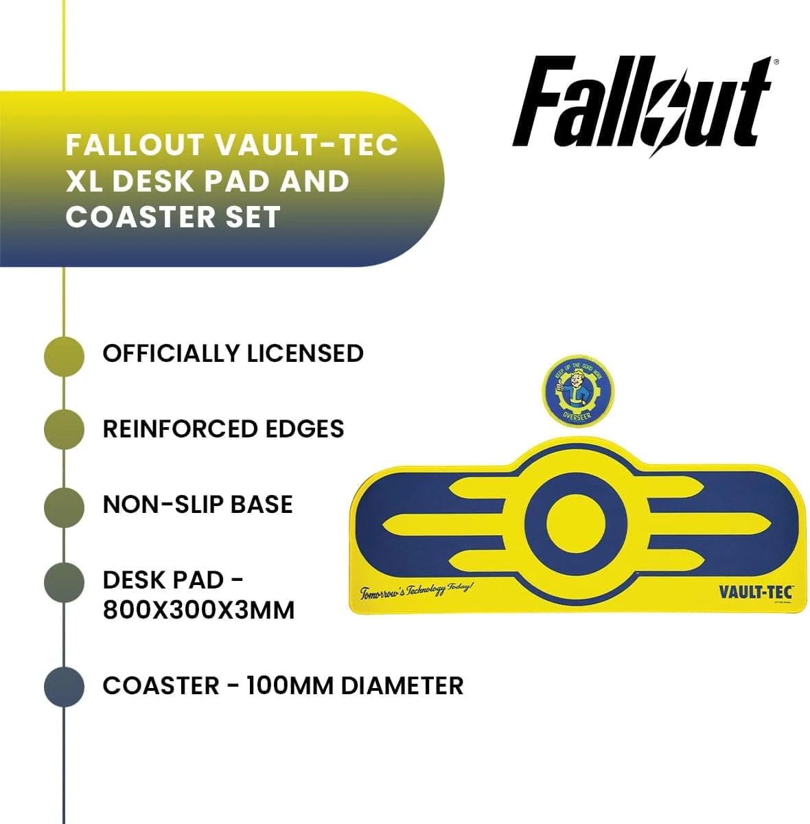 Fallout Vault-Tec XL Gaming Desk Pad & Coaster Set – Officially Licensed Merchandise - Image 3