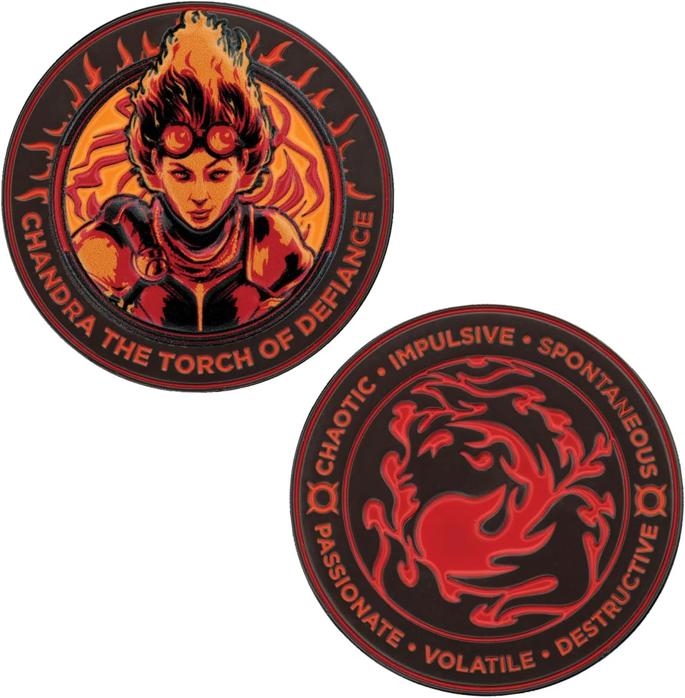 FaNaTtik Pièce de collection Magic : The Gathering Chandra – Licence officielle et édition limitée (5000), jeton de collection en métal Torche de Défiance - Image 2