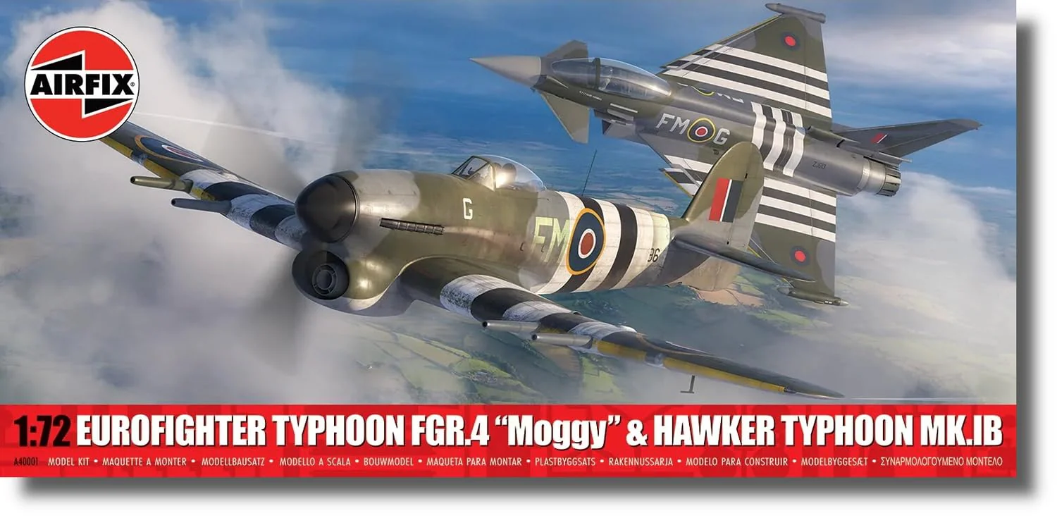 Airfix - A40001 Doppelpack – Eurofighter Typhoon FGR.4 (FMOG) + Hawker Typhoon Mk.Ib Classic Kit Modellbausatz