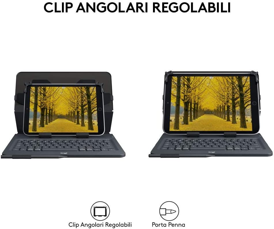 Logitech Universal Folio cover iPad o Tablet Con Tastiera Bluetooth Wireless, Apple, ‎Android, Windows da 9-10 pollici, Facile Configurazione, Durata Batteria 2 anni,Layout ‎Italiano QWERTY - Nero - Image 8