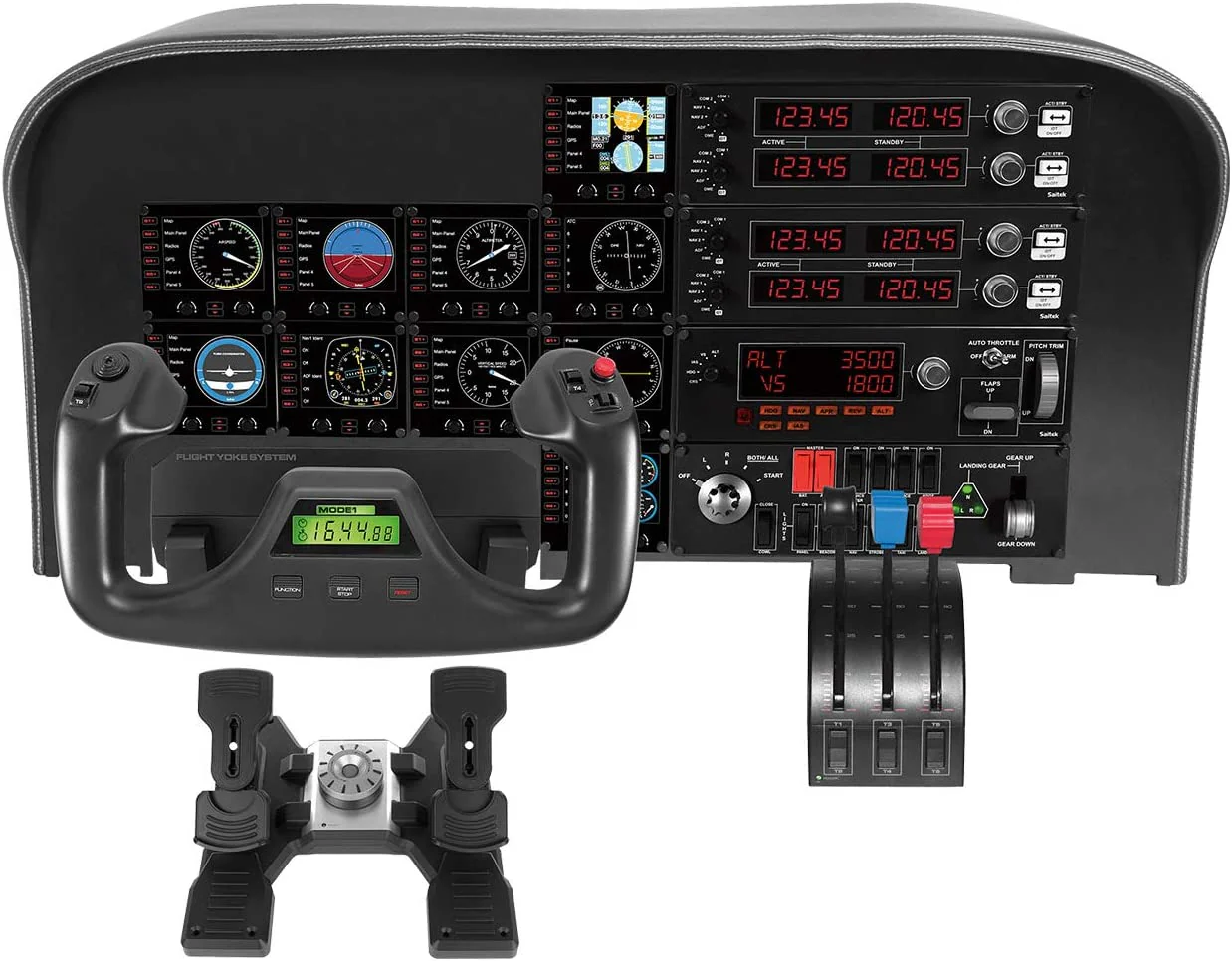 Logitech G Saitek Pro Flight Switch Panel, Simulations-Schalttafel für Flug Simulatoren, LCD-Display, Fünf-Stufen Magnetzünder-Drehschalter, Realistische Fahrwerksteuerung, USB-Anschluss, PC - Schwarz - Image 4