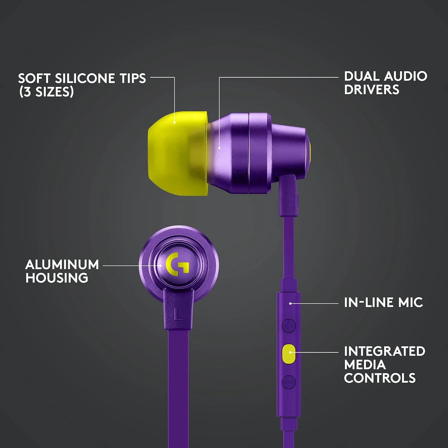 Logitech - G333 In-Ear Gaming Headphones Purple - Image 4