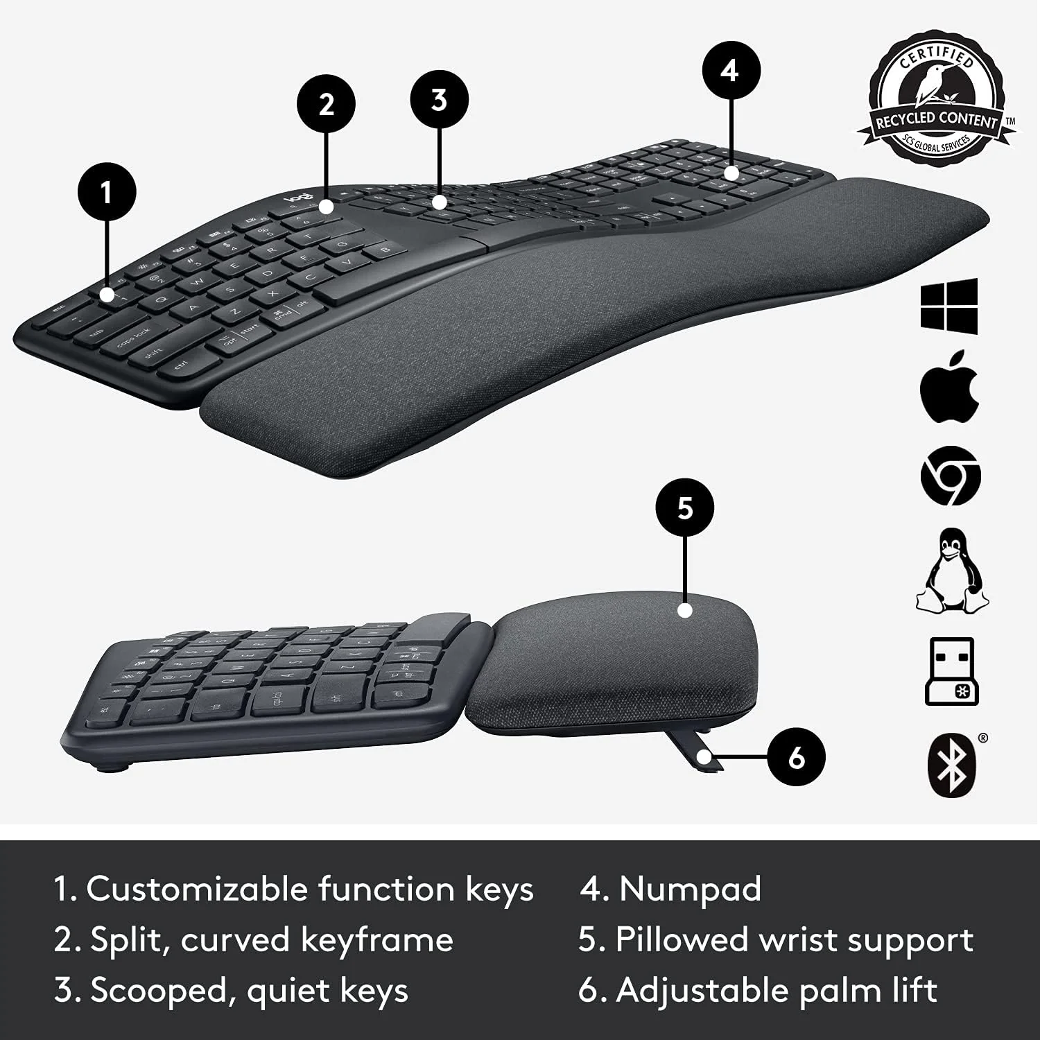 Logitech Ergo K860 - Graphite US INTL - INTNL QWERTY , Grafit - Image 3