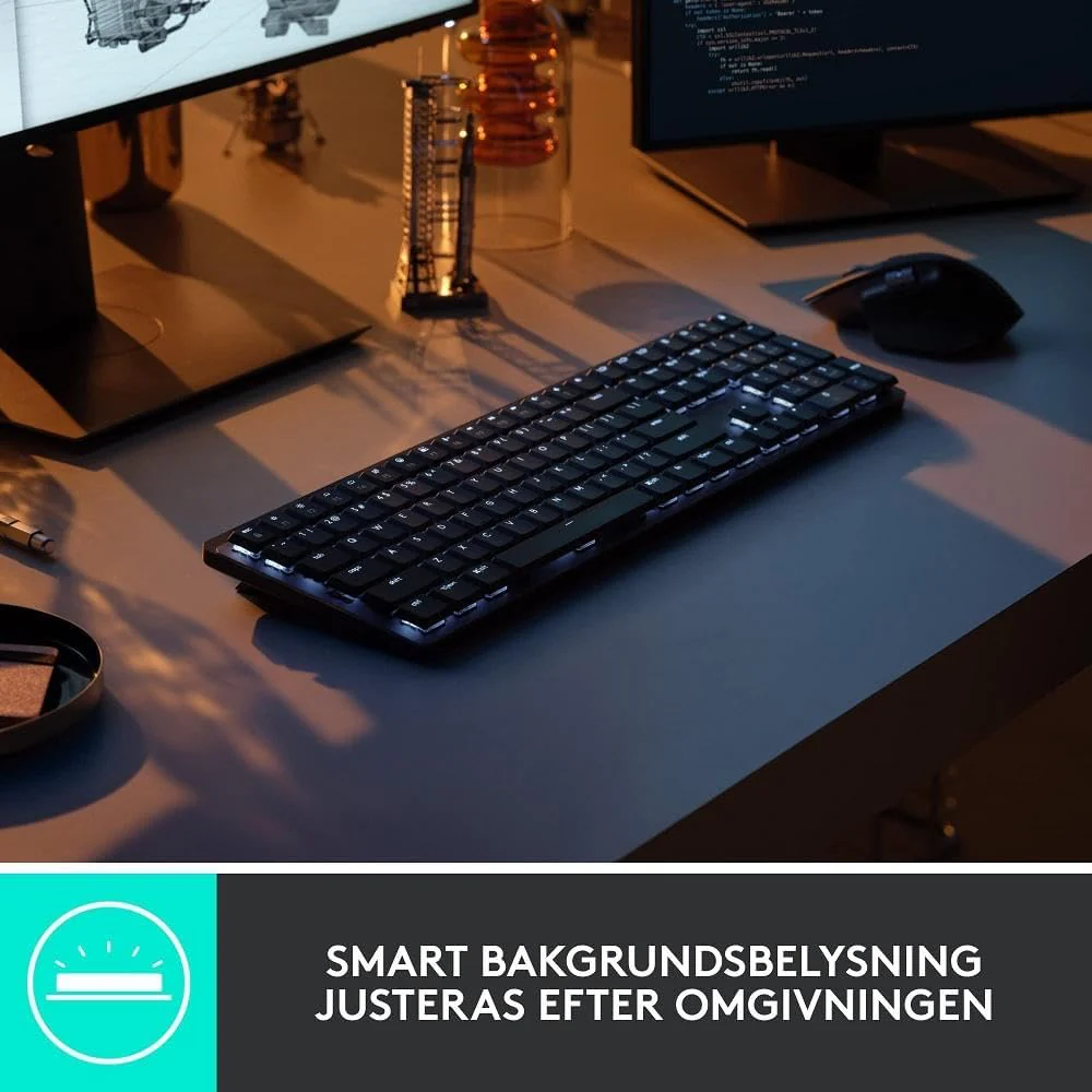 Logitech MX Mechanical Wireless Illuminated Performance Keyboard, Clicky Switches, Backlit Keys, QWERTY Pan Nordic Layout - Grey - Image 4