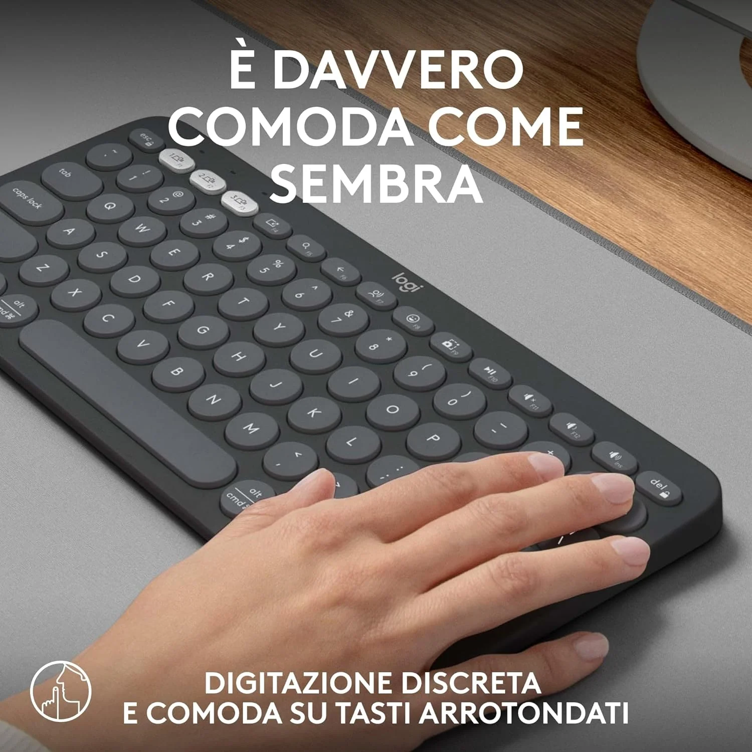 Logitech Pebble Keys 2 K380s, tastiera Bluetooth multidispositivo con tasti di scelta rapida personalizzabili, sottile e portatile, Easy-Switch per Windows, macOS, iPadOS, Android, ChromeOS - Image 2