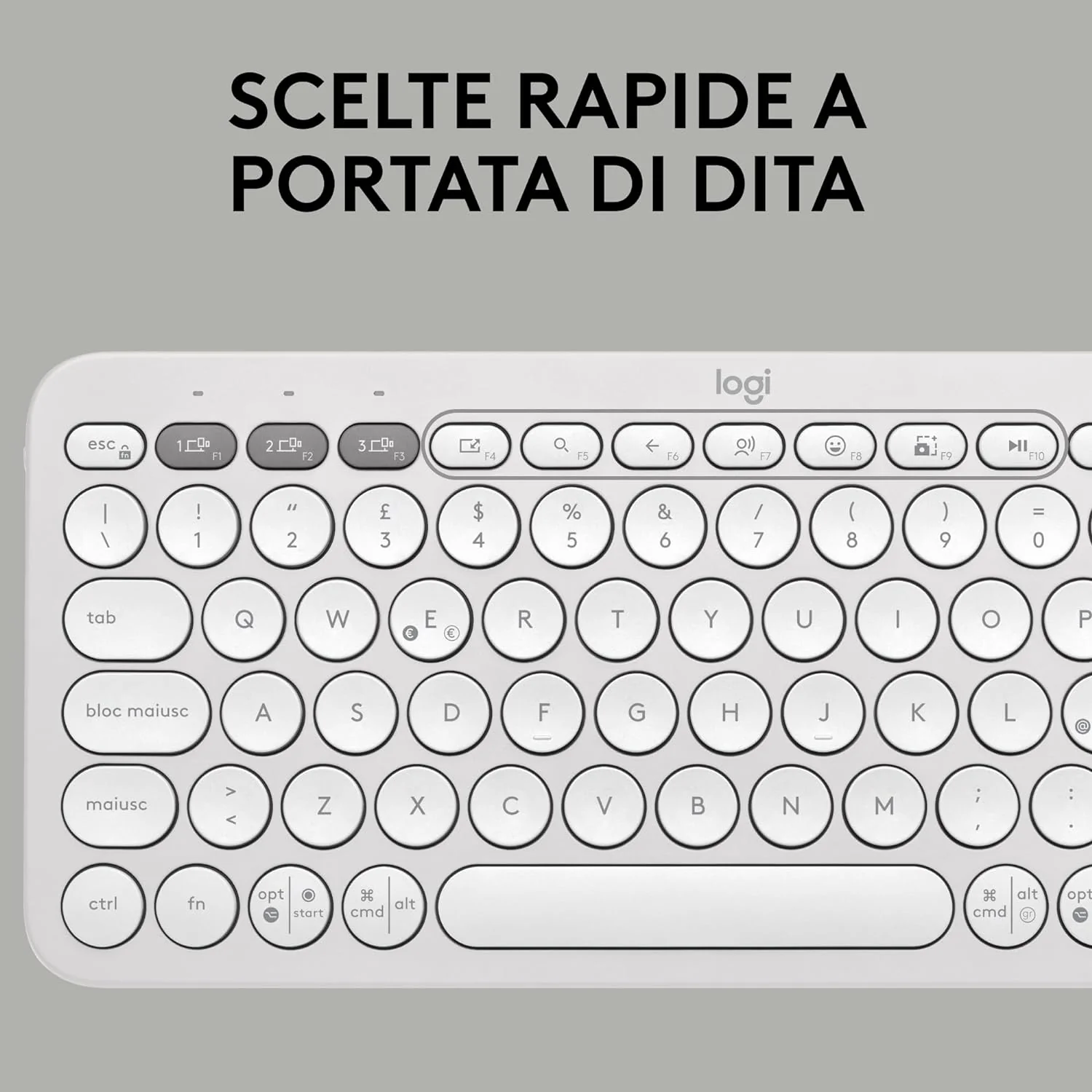 Logitech Pebble Keys 2 K380s, tastiera wireless Bluetooth multidispositivo con tasti di scelta rapida personalizzabili, Easy-Switch, Windows, macOS, iPadOS, Android, ChromeOS, italiano QWERTY - Image 2