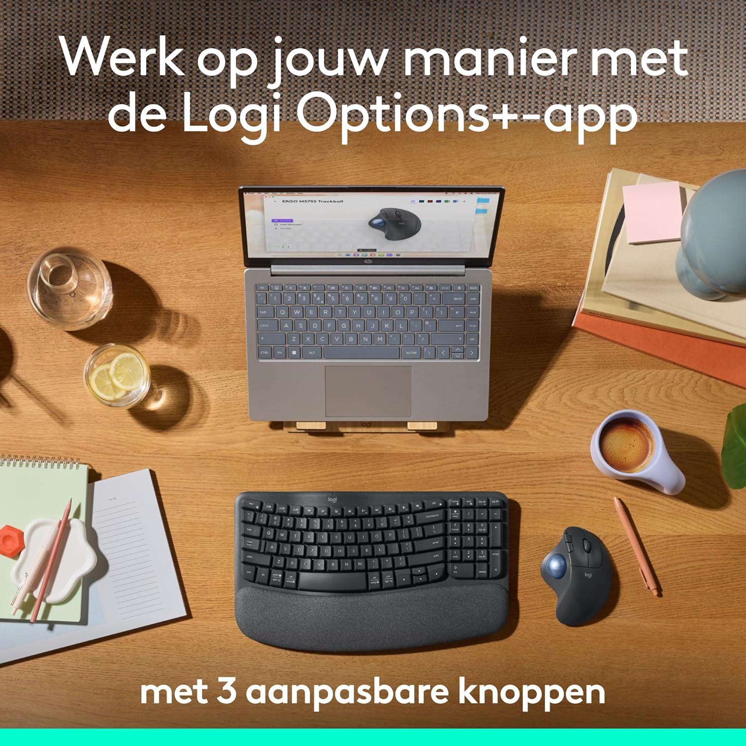 Logitech ERGO M575S Wireless Trackball Mouse, draadloze ergonomische muis met Bluetooth en versleutelde dongle, comfortabele duimbediening, nauwkeurige en soepele tracking, voor pc/Mac - Grafiet - Image 4