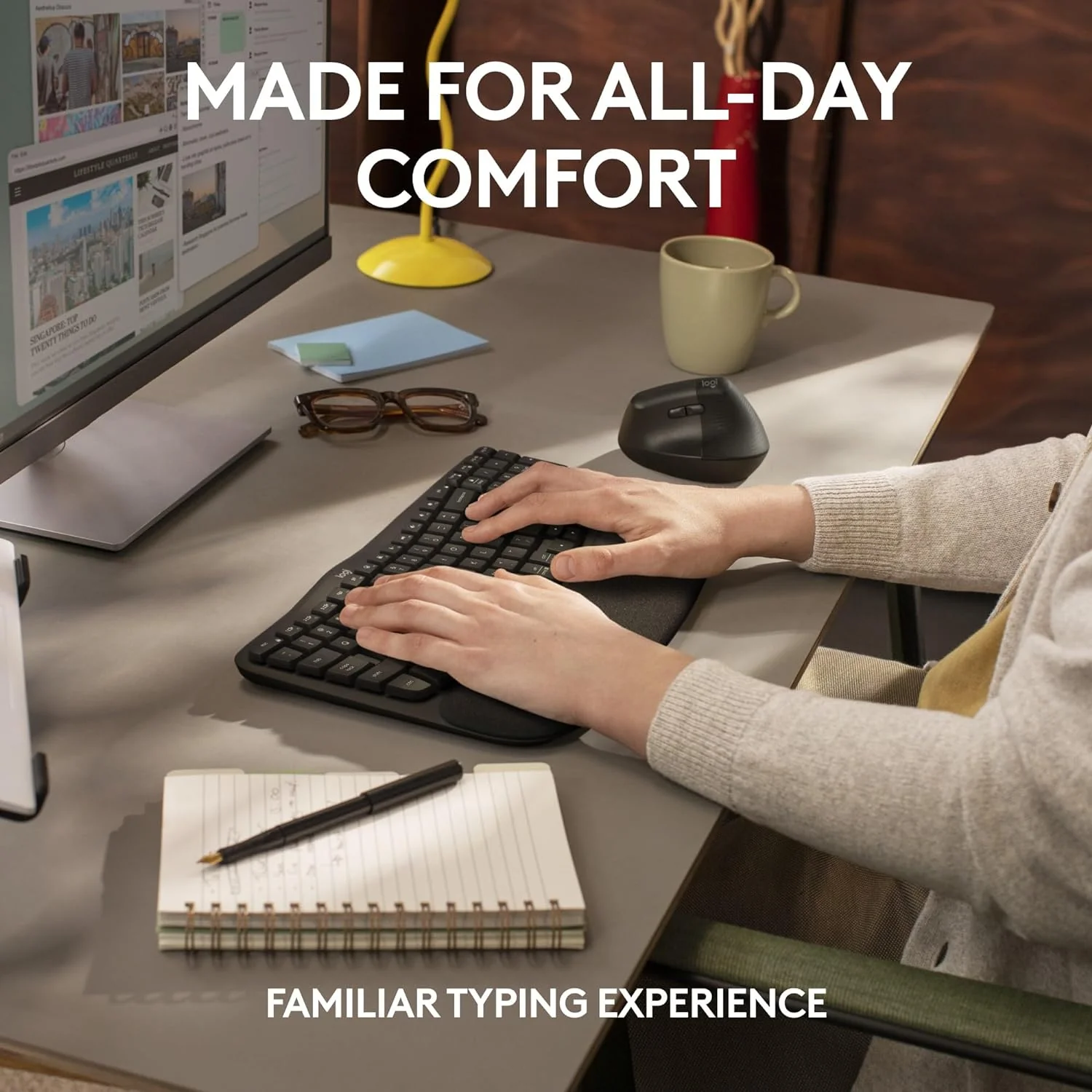 Logitech Wave Keys for Business, Wireless Ergonomic Keyboard with Cushioned Palm Rest, Secure Logi Bolt Technology, Bluetooth, Compatible with Windows/Mac/Chrome/Linux - Graphite - Image 5