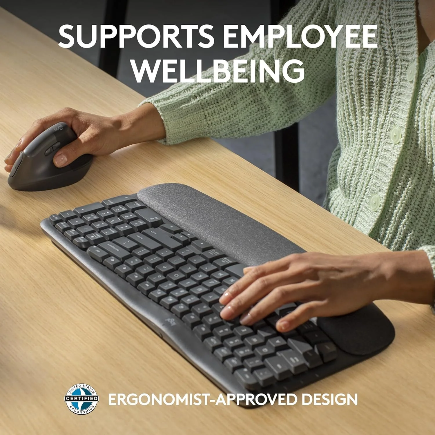 Logitech Wave Keys for Business, Wireless Ergonomic Keyboard with Cushioned Palm Rest, Secure Logi Bolt Technology, Bluetooth, Compatible with Windows/Mac/Chrome/Linux - Graphite - Image 6