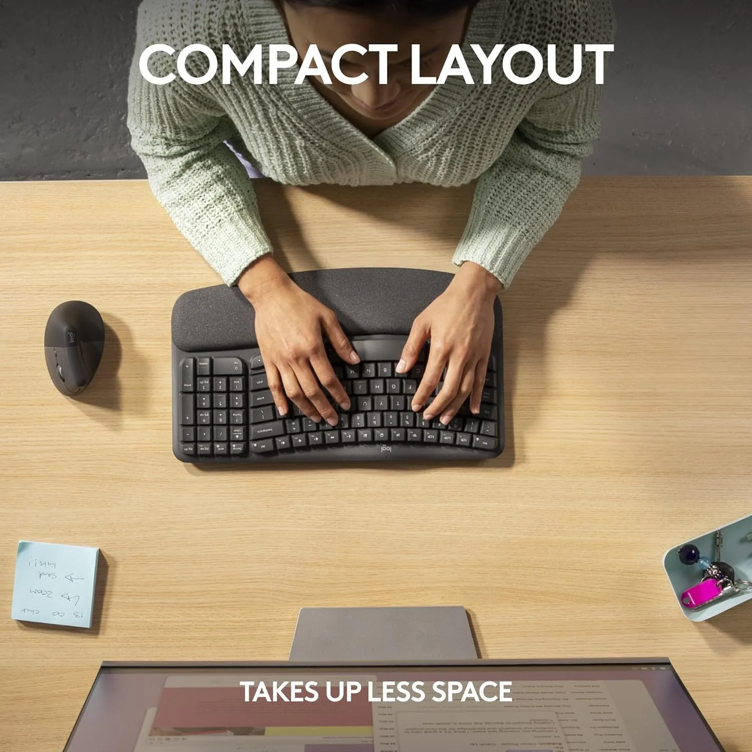 Logitech Wave Keys for Business, Wireless Ergonomic Keyboard with Cushioned Palm Rest, Secure Logi Bolt Technology, Bluetooth, Compatible with Windows/Mac/Chrome/Linux - Graphite - Image 7