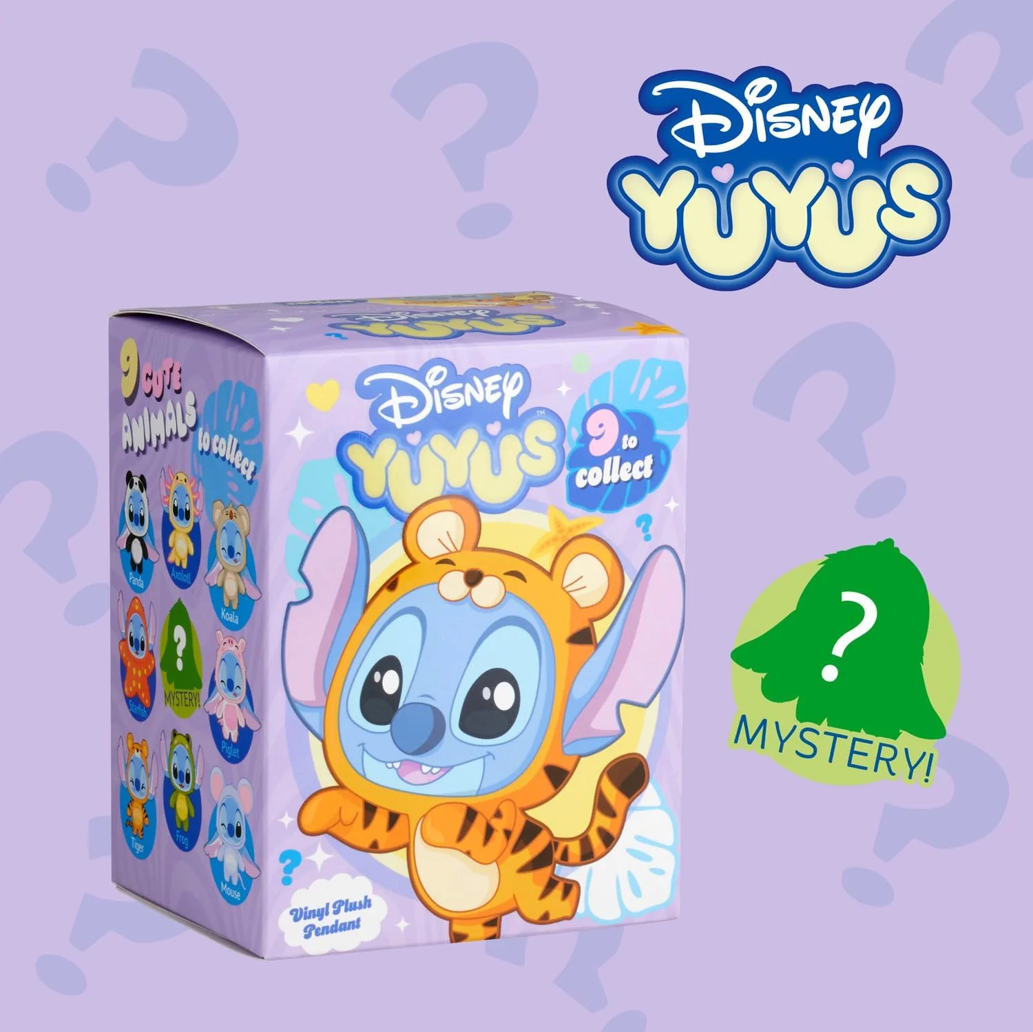 Disney YuYus Stitch Wave 1 – Plüsch-Vinyl-Charms im Blindbox-Format, Bag-Charm-Trend, 9 tierische Designs wie Tiger oder Axolotl, Karabiner, Überraschungsfigur, ca. 12 cm, für Kinder & Fans - Image 2