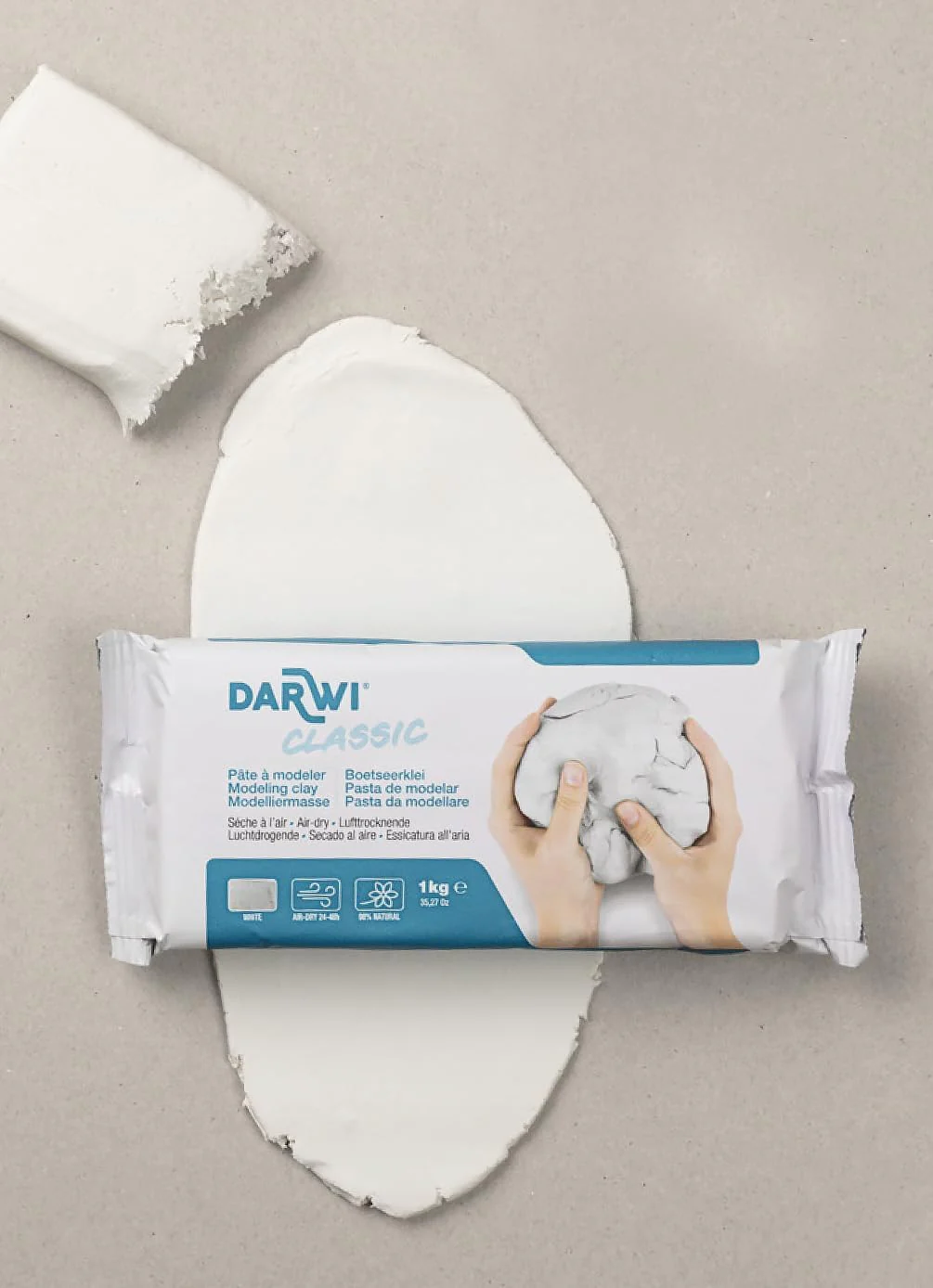 Aan de lucht drogende boetseerklei darwi "Classic" 500g Pack - Kleur: Wit - Image 4