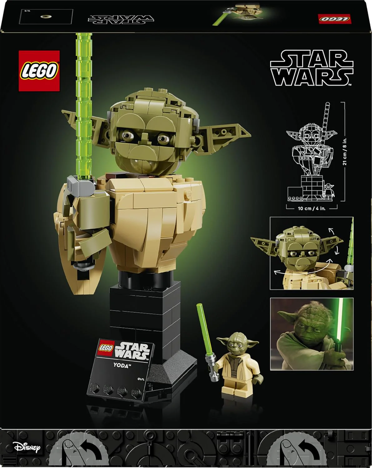 LEGO Star Wars 75438 Yoda Bust - Display Model Kit for Adults w/Green Lightsaber & Collectible Jedi Master Minifigure - DIY Shelf or Room Decor - Gift Idea for Attack of the Clones Fans - Image 3