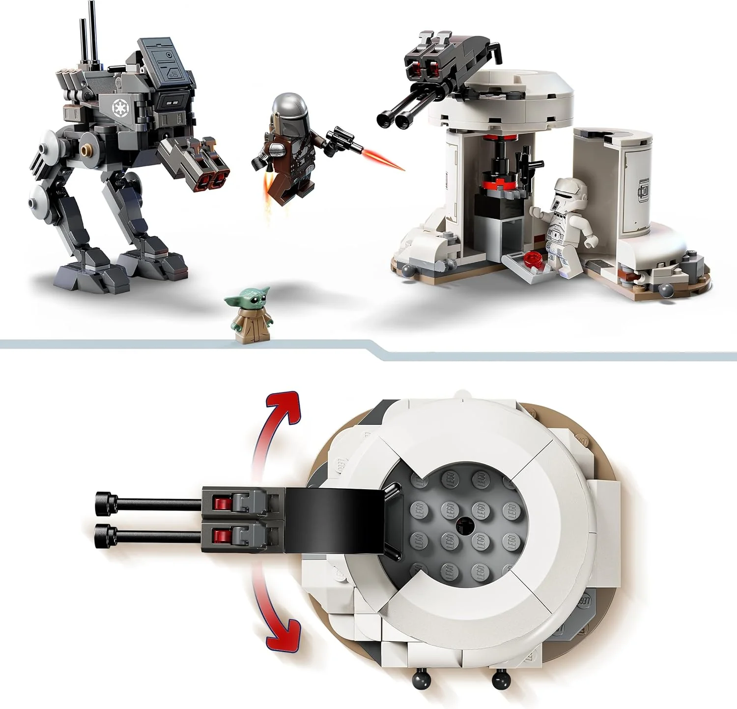 LEGO Star Wars 75444 AT-RT Aanval Bouwbaar Speelgoed voor Kinderen met Imperial Walker, Toren, The Mandalorian Minifiguur en Grogu Figuur - Cadeau voor Jongens, Meisjes en Fans vanaf 7 Jaar - Image 4