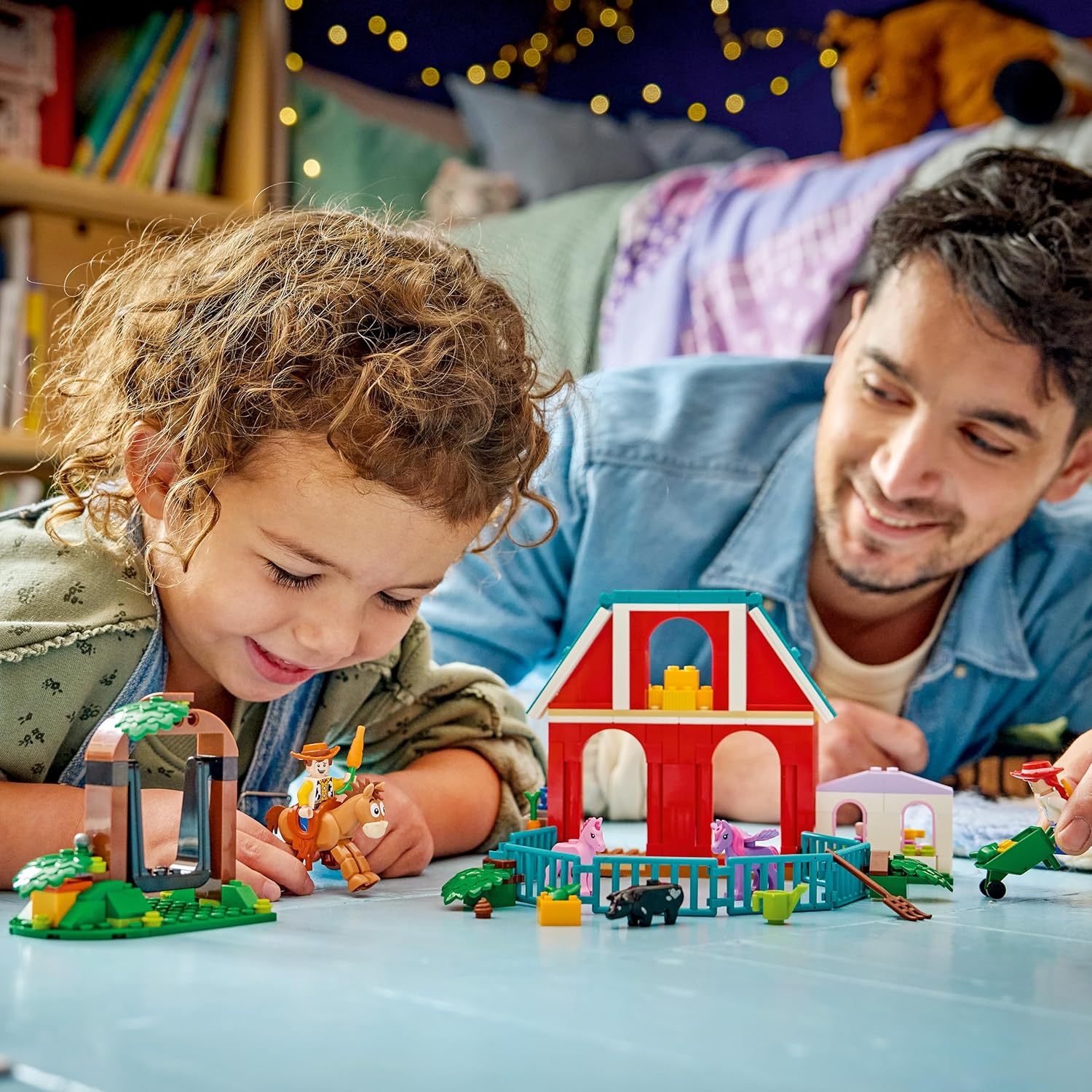 LEGO|Disney Pixar Blaze's Horse Ranch Toy - incl. Woody & Jessie Minifigures plus 2 Horses, Pegasus & Pig Animal Figures - Gift for 4+ Year Old Girls, Boys & Toy Story 5 Fans - 43304 - Image 3