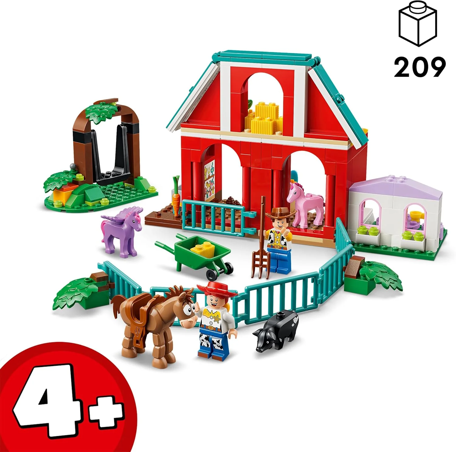 LEGO|Disney Pixar Blaze's Horse Ranch Toy - incl. Woody & Jessie Minifigures plus 2 Horses, Pegasus & Pig Animal Figures - Gift for 4+ Year Old Girls, Boys & Toy Story 5 Fans - 43304 - Image 6