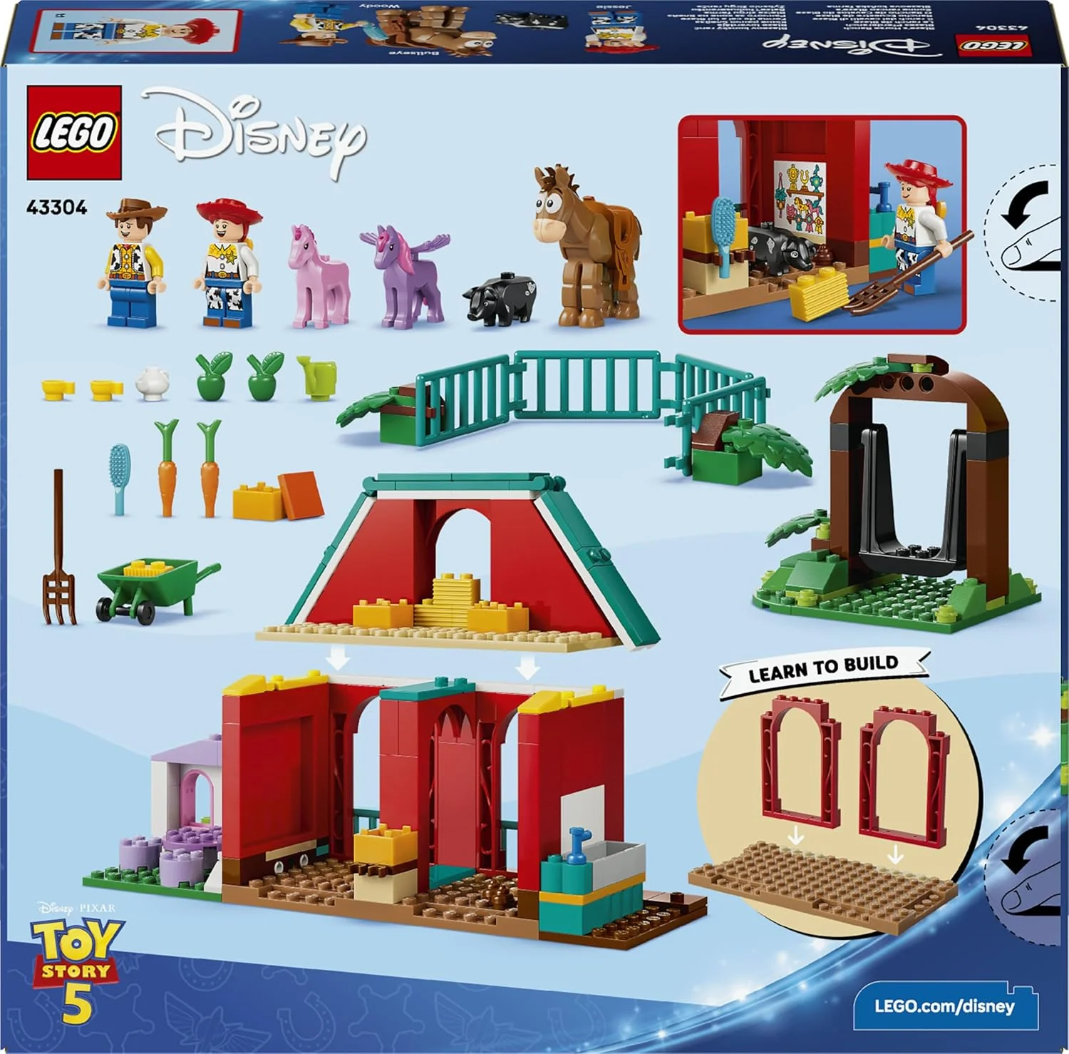 LEGO|Disney Pixar Blaze's Horse Ranch Toy - incl. Woody & Jessie Minifigures plus 2 Horses, Pegasus & Pig Animal Figures - Gift for 4+ Year Old Girls, Boys & Toy Story 5 Fans - 43304 - Image 8