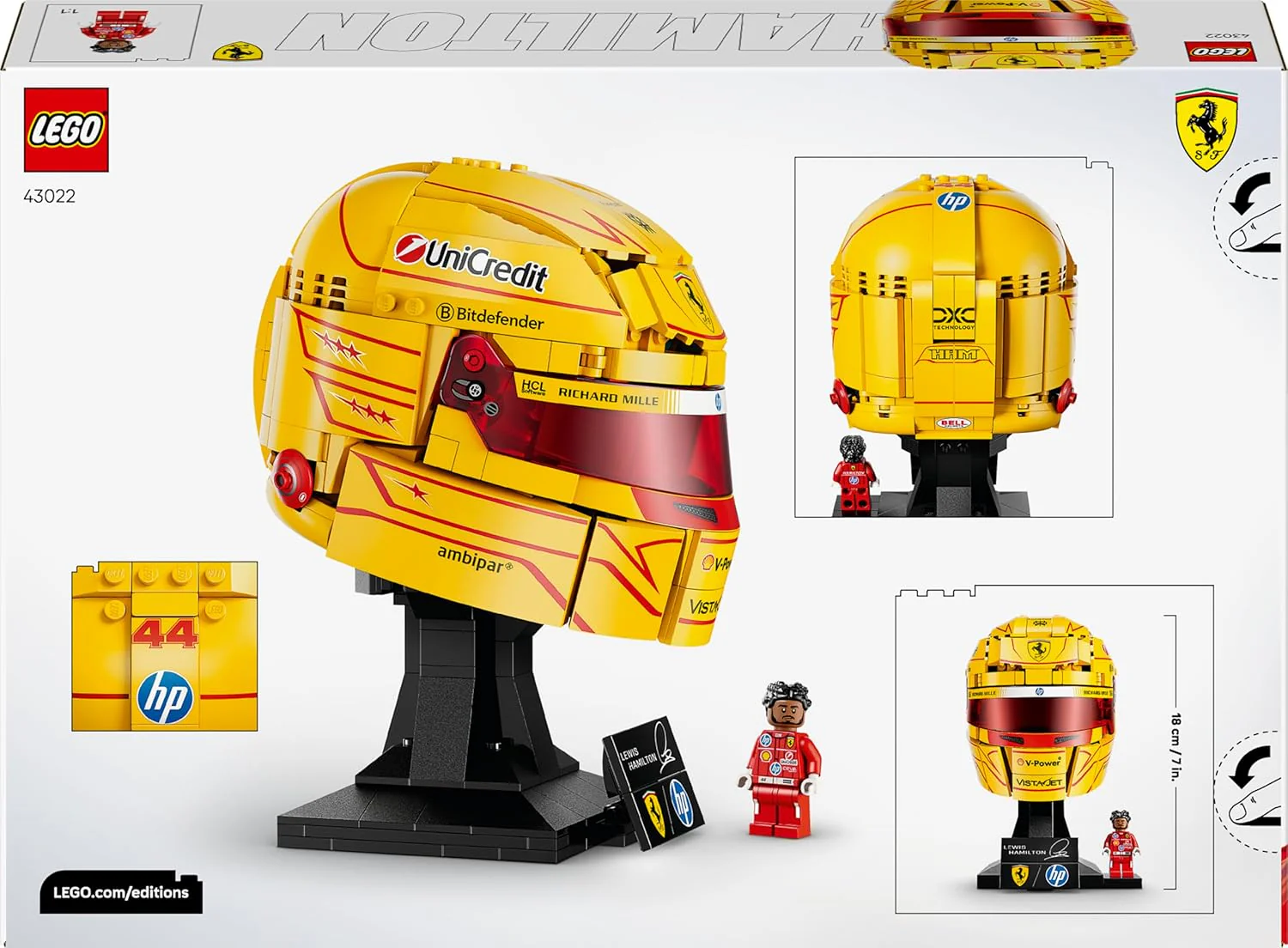 Lego - Editions Formula 1 - Scuderia Ferrari Hp Lewis Hamilton Helmet (43022) - Image 3