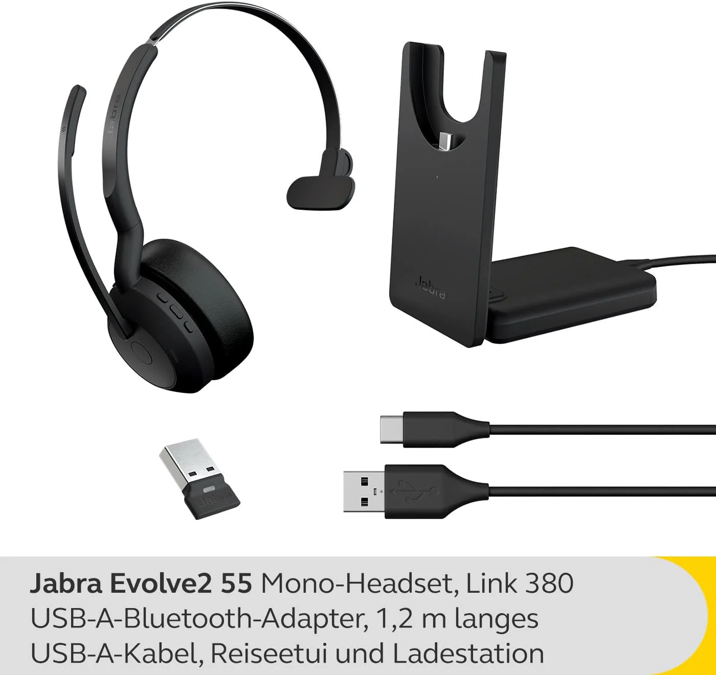 Jabra Evolve2 55 Mono Wireless Headset with Charging Stand, Air Comfort Technology, Noise-cancelling Mics, and ANC - Works with UC Platforms such as Zoom and Google Meet - Image 4
