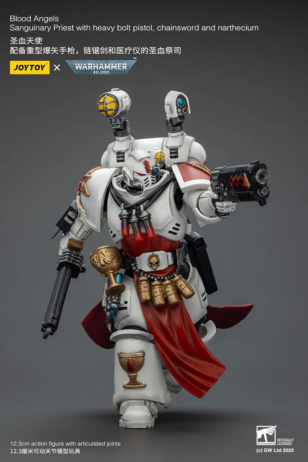 JOYTOY Warhammer 40.000 Blood Angel: Sanginary Priest (ausgestattet mit schwerer Bolterpistole, Kettenschwert, Nalcium) Figurenware WH 40K - Image 2