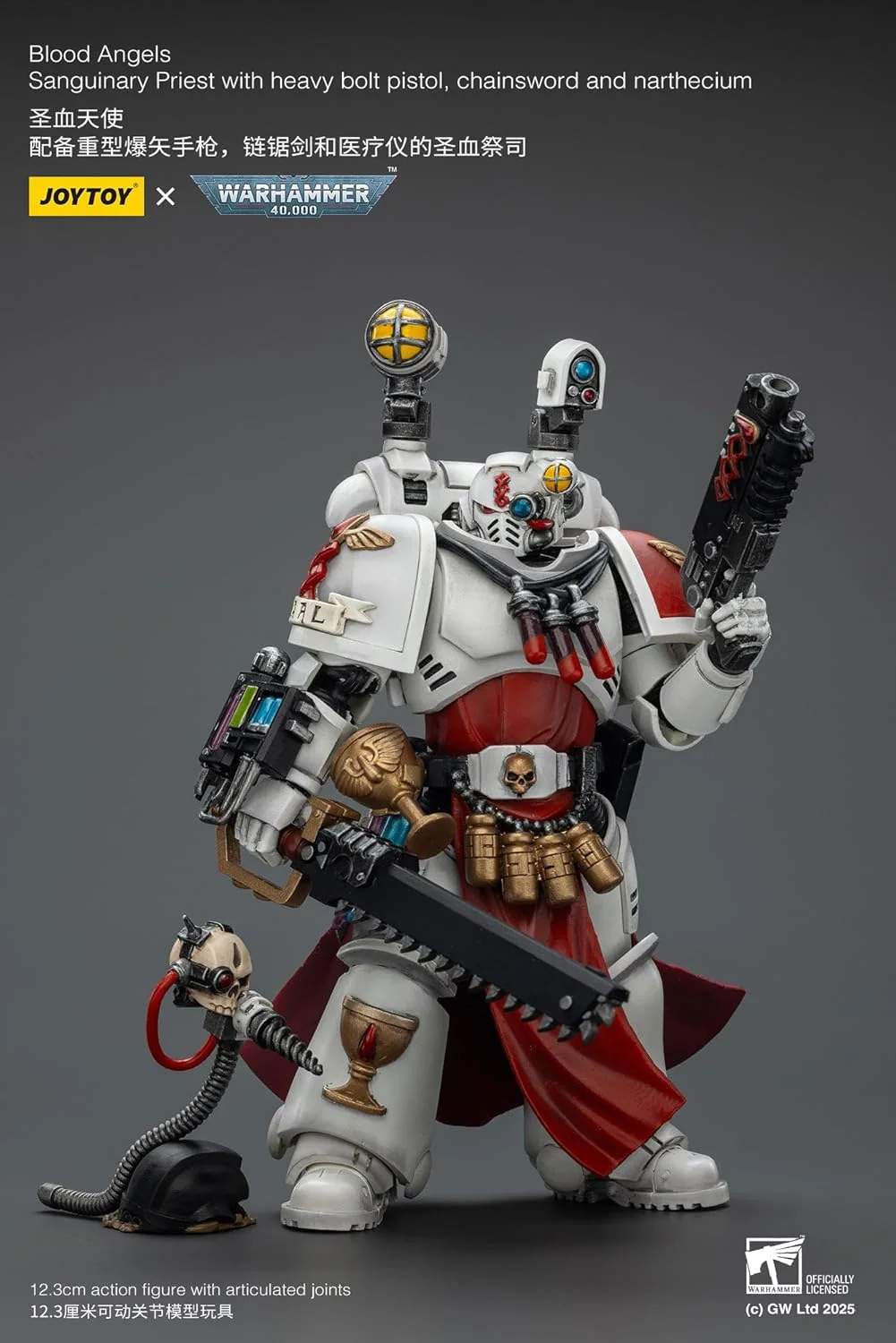 JOYTOY Warhammer 40.000 Blood Angel: Sanginary Priest (ausgestattet mit schwerer Bolterpistole, Kettenschwert, Nalcium) Figurenware WH 40K - Image 4