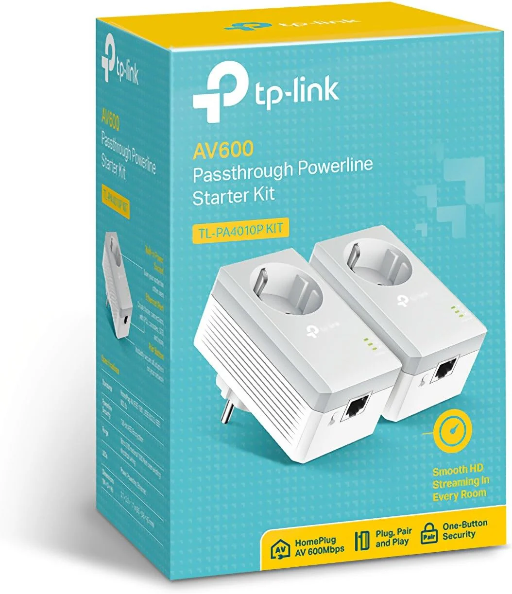 TP-Link Powerline Adapter Set TL-PA4010P KIT (600 Mbit/s, con enchufe, Fast Ethernet LAN, compatible con todos los adaptadores HomePlug AV/AV2 Powerline, transmisión rápida de datos) - Image 3
