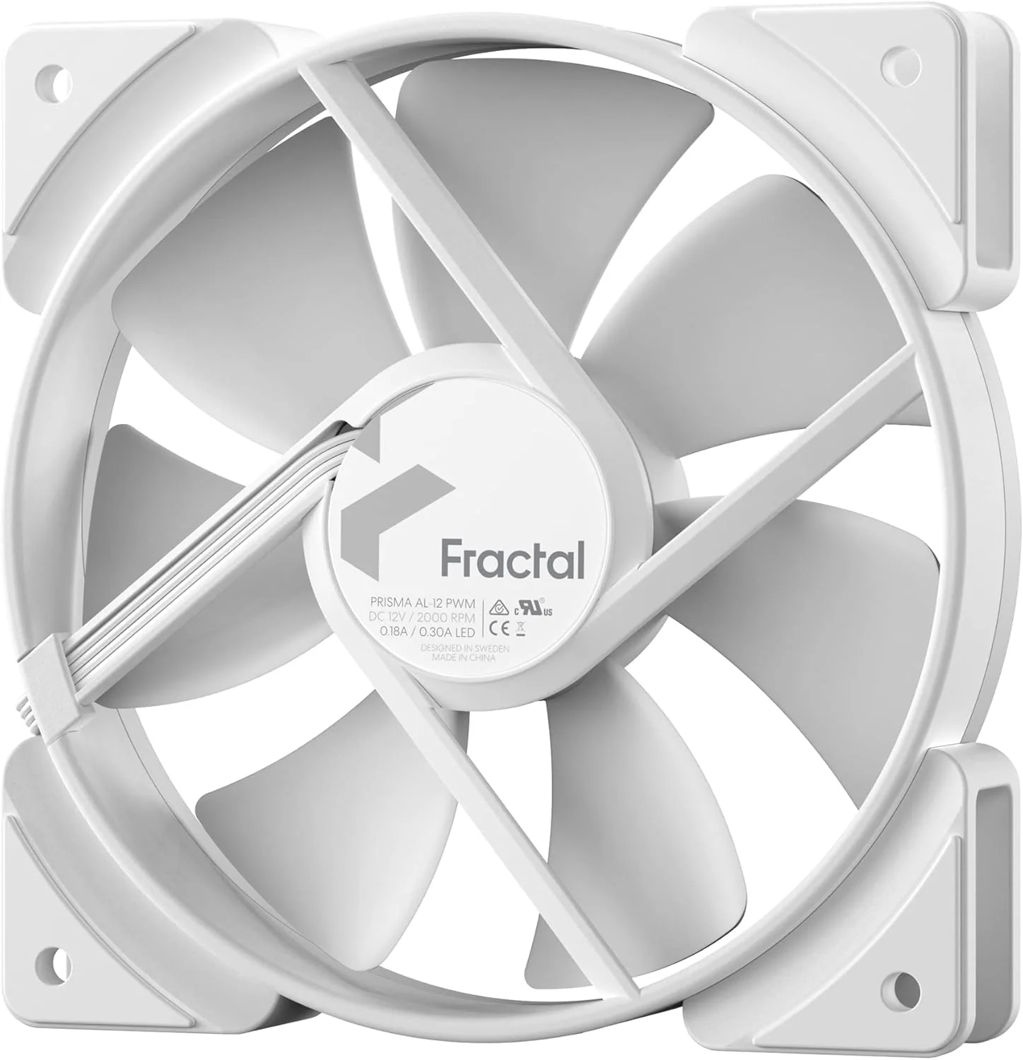 Fractal Design Prisma AL-12 White – 120mm Computer Fan - PWM Control - Six addressable RGB LEDs - ARGB - LLS Bearings - TripWire Technology - RGB (1-pack) - Image 2