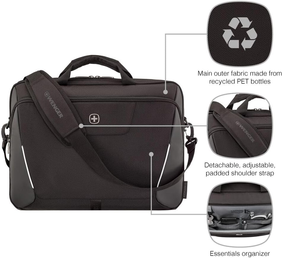 Wenger, XE Brief 17, 17" Laptop Briefcase with Tablet Pocket, Black, Digital Network, 15,6", Casual - Image 2