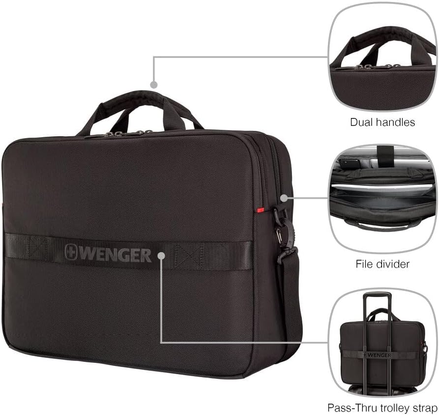 Wenger, XE Brief 17, 17" Laptop Briefcase with Tablet Pocket, Black, Digital Network, 15,6", Casual - Image 4