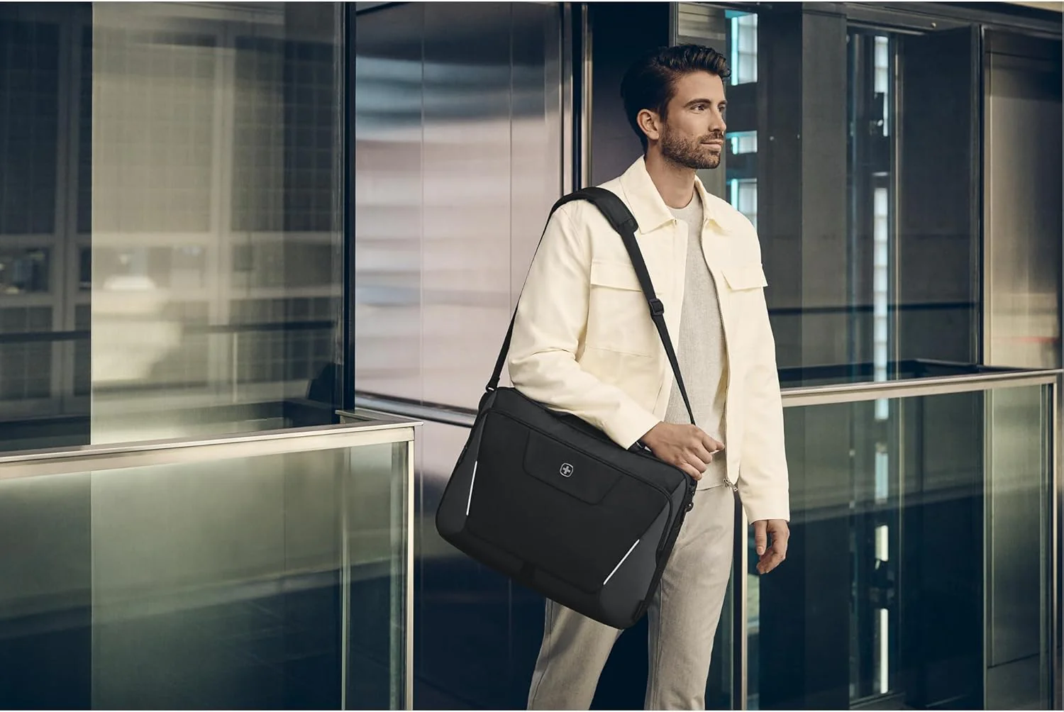 Wenger, XE Brief 17, 17" Laptop Briefcase with Tablet Pocket, Black, Digital Network, 15,6", Casual - Image 6