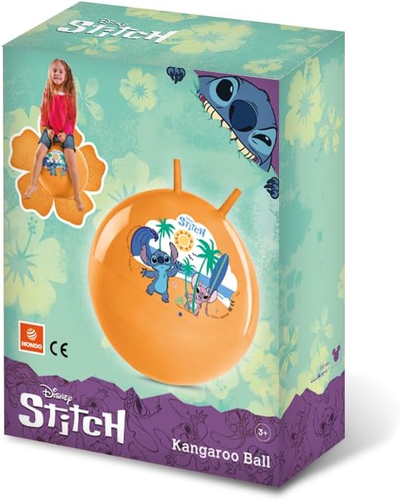 Mondo Toys Stitch Kangaroo Jumping Ball Orange – 50 cm Bouncing Hopper Ball for Kids – Durable Handle Hop Ball for Indoor & Outdoor Play, Age 3+ - Image 2