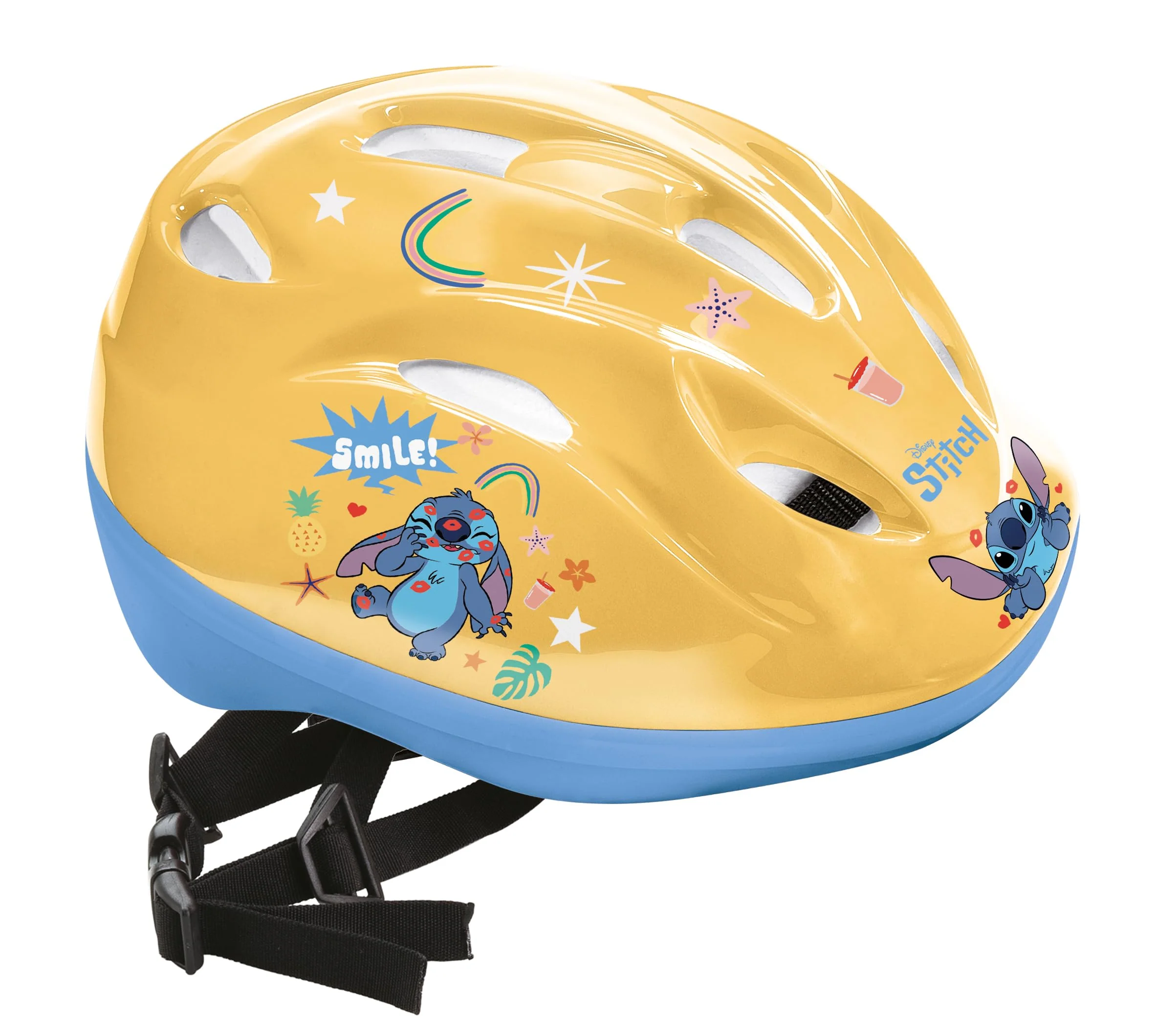 Mondo Toys Stitch Protective Helmet – Adjustable 52–56 cm Safety Helmet for Bicycles, Scooters & Skateboards – Disney Stitch Design for Kids (Model 28748, Yellow/Light Blue, Size M