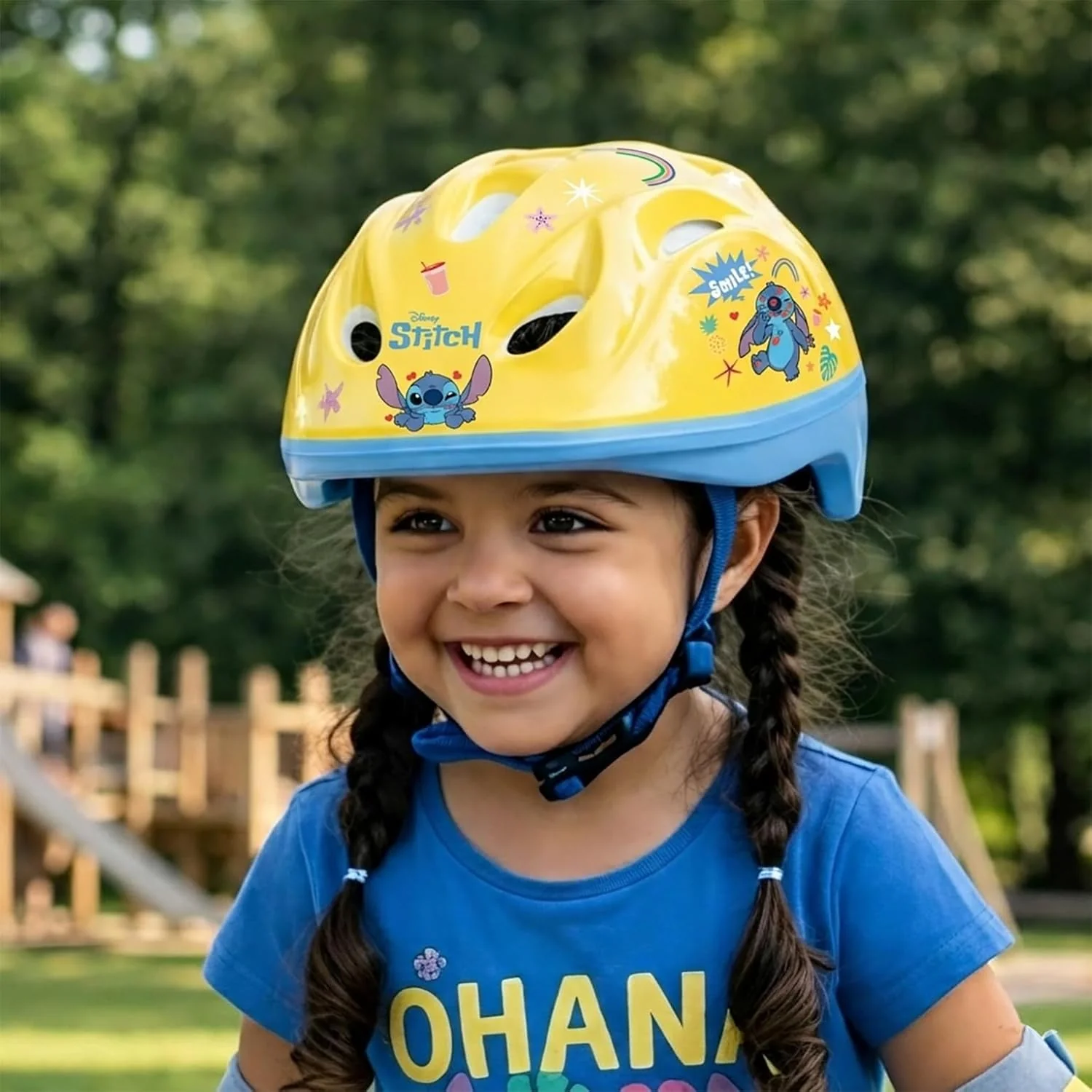 Mondo Toys Stitch Protective Helmet – Adjustable 52–56 cm Safety Helmet for Bicycles, Scooters & Skateboards – Disney Stitch Design for Kids (Model 28748, Yellow/Light Blue, Size M - Image 2