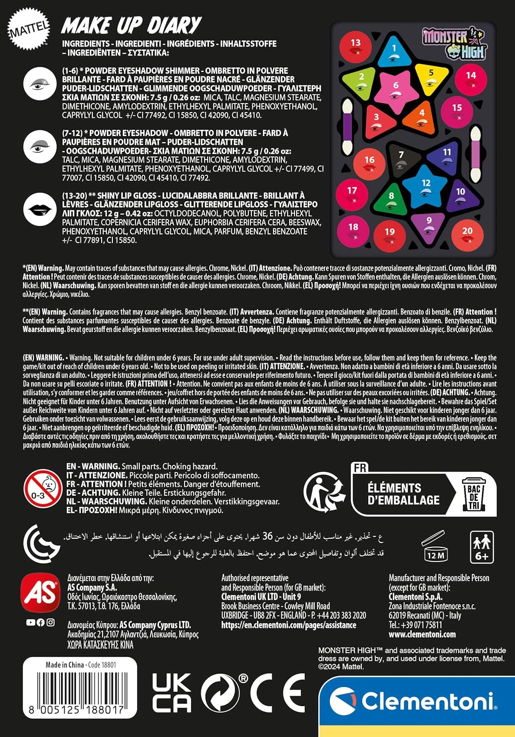 Clementoni Monster High Make Up Diary, Voor Kinderen, Multicoloured - 18801 - Image 2