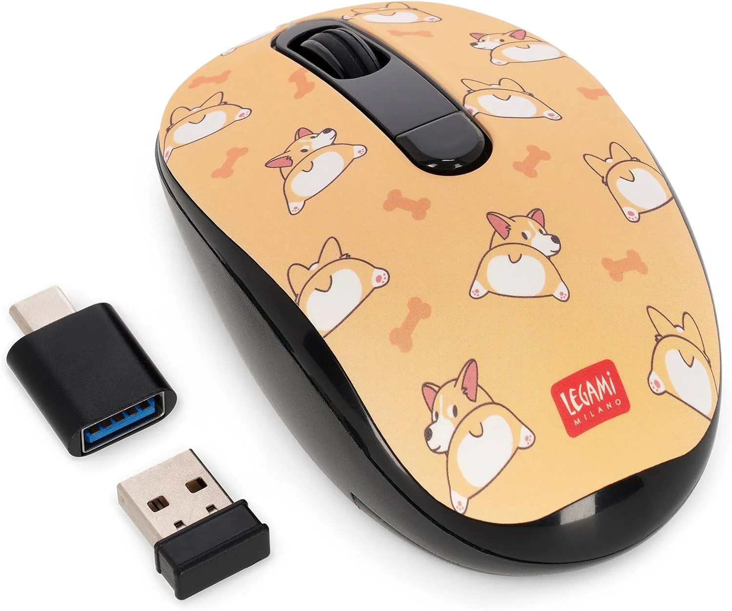 Legami - Wireless Mouse with Ultra Compact USB Receiver, Corgi Theme, 3 Speed Options, ABS Material, Wireless Connection up to 10 m - Image 3