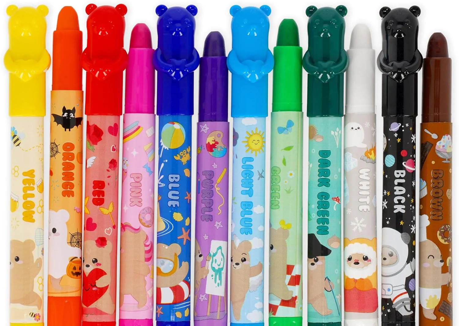 Legami - Set of 12 Teddy Friends Wax Crayons, Rotating, Soft Lines and Intense Colours, Washable, 8 mm Tip, Non Sharpening, 1.5 x 13.3 x 1.8 cm - Image 4
